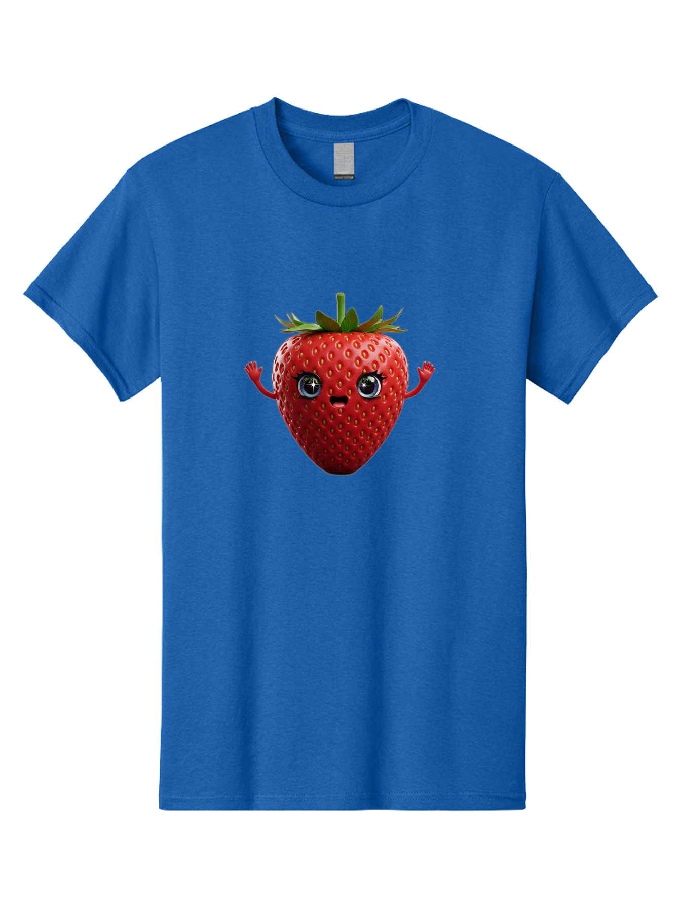 Strawberry-5 Men'S Graphic Tee, 100% Cotton, Comfortable Casual Summer Wear, Machine Washable, Cartoon Strawberry, Fruit Character, Smiling Face, Cute Illustration, Vibrant Red, Playful Vibe, Funny Character, Food Mascot, Bac468