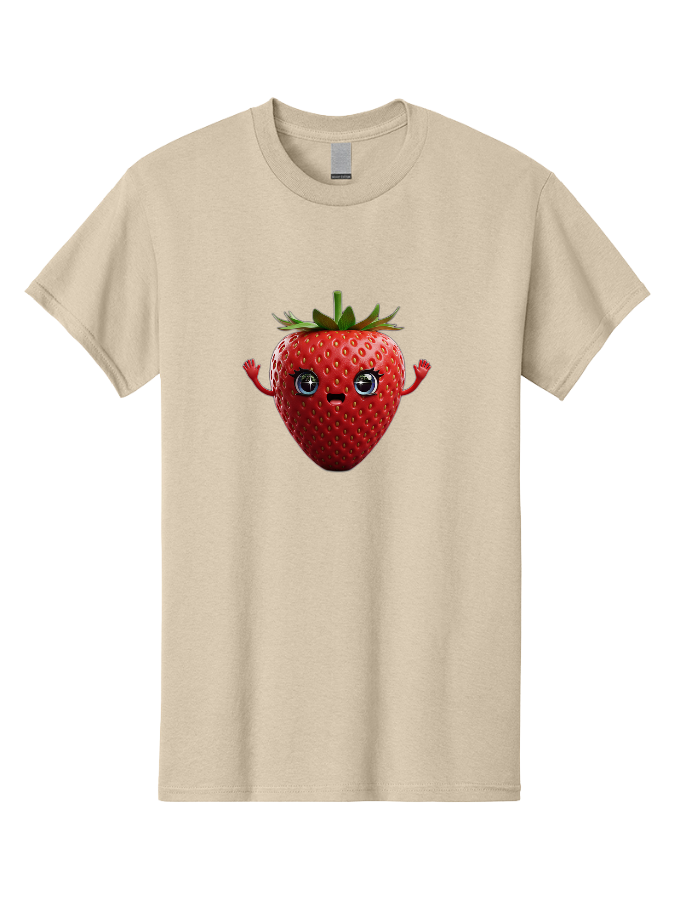 Strawberry-5 Men'S Graphic Tee, 100% Cotton, Comfortable Casual Summer Wear, Machine Washable, Cartoon Strawberry, Fruit Character, Smiling Face, Cute Illustration, Vibrant Red, Playful Vibe, Funny Character, Food Mascot, Bac468