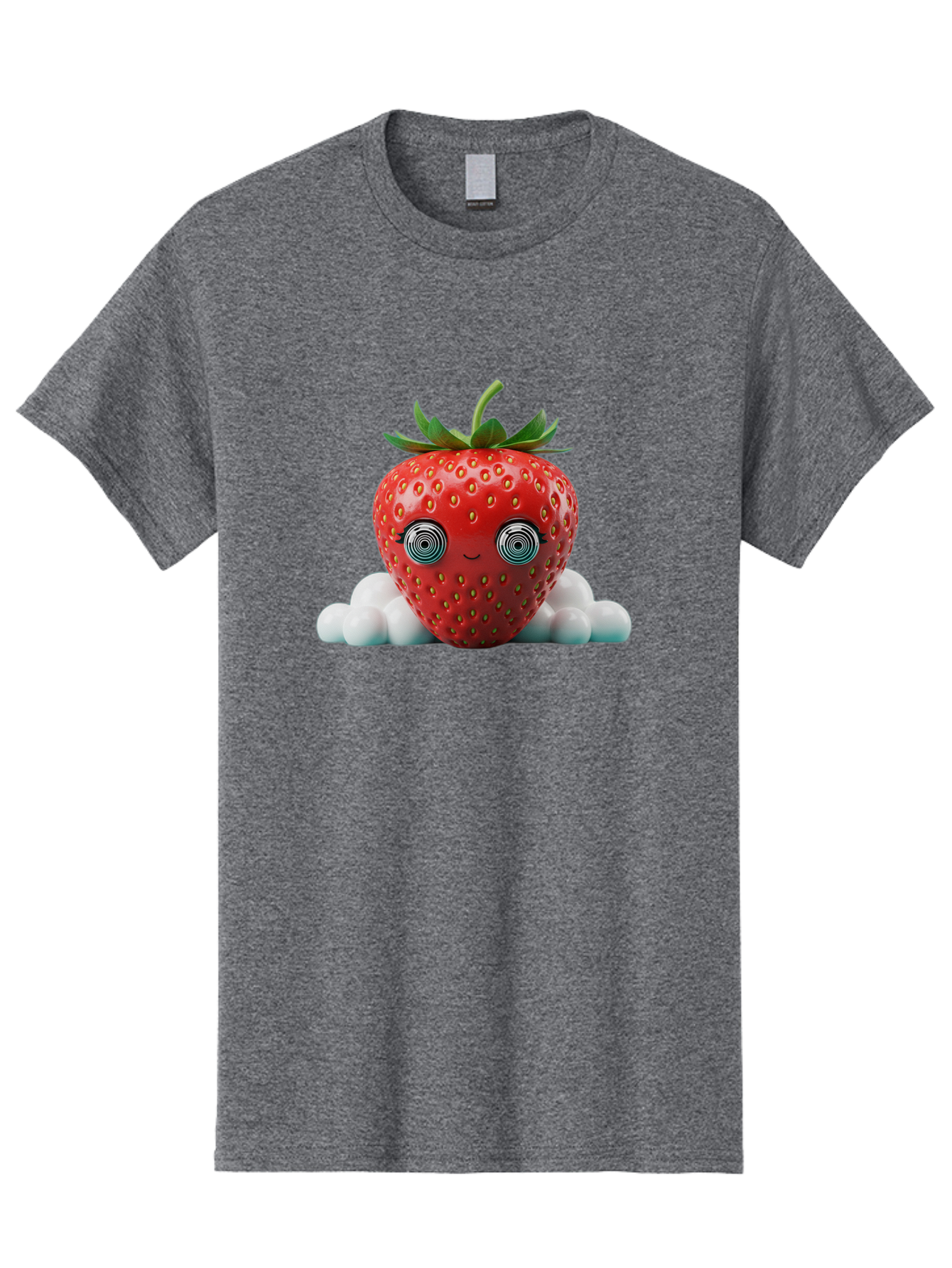 Strawberry-6 Men'S Graphic Tee, 100% Cotton, Comfortable Casual Summer Wear, Machine Washable, Cartoon Strawberry, Spiral Eyes, Cute Character, Sweet Fruit, Playful Design, Quirky Illustration, Fun And Vibrant, Summer Treat, Healthy Snack, Bac469