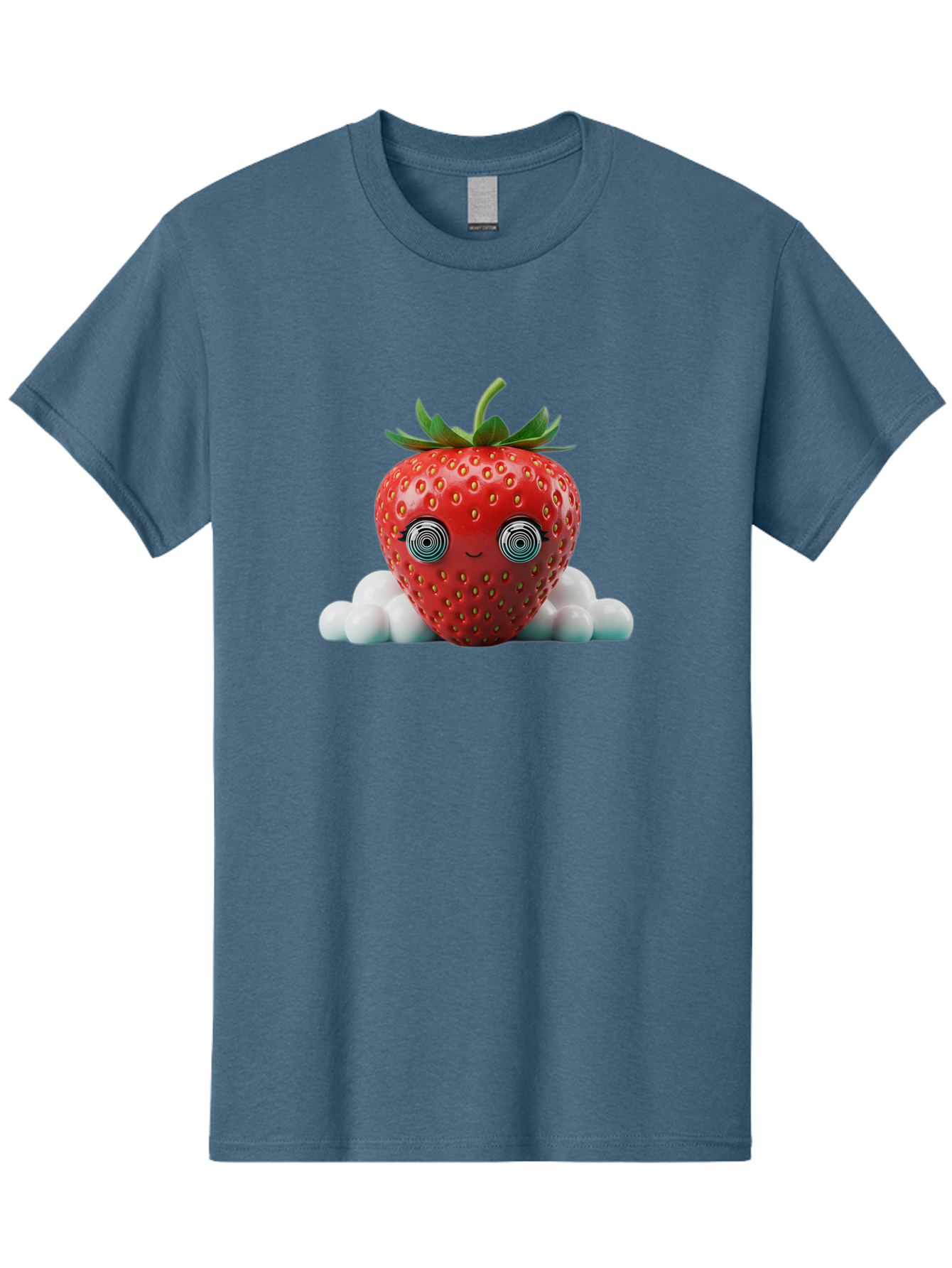 Strawberry-6 Men'S Graphic Tee, 100% Cotton, Comfortable Casual Summer Wear, Machine Washable, Cartoon Strawberry, Spiral Eyes, Cute Character, Sweet Fruit, Playful Design, Quirky Illustration, Fun And Vibrant, Summer Treat, Healthy Snack, Bac469