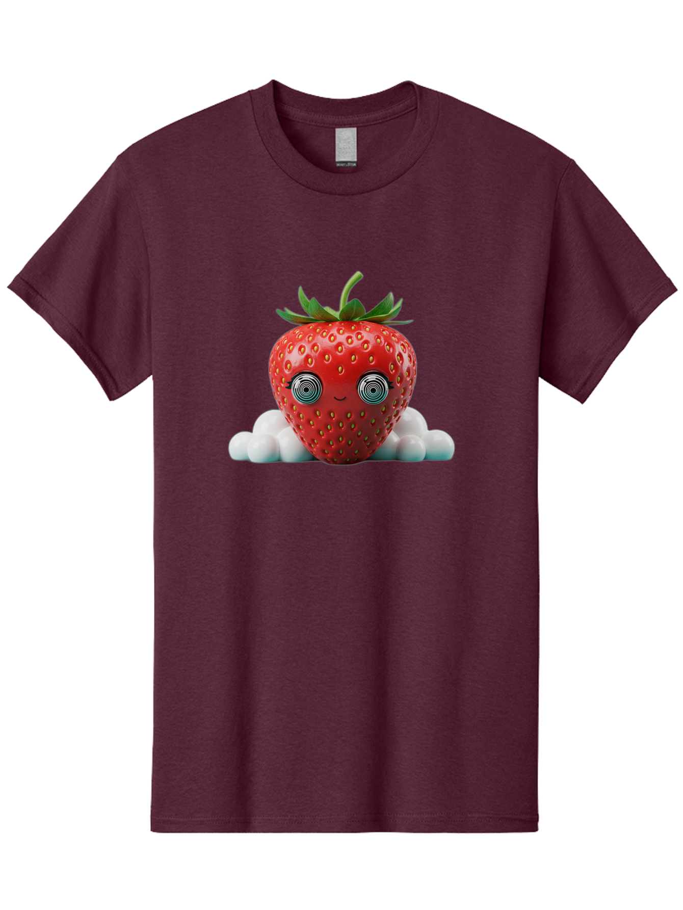 Strawberry-6 Men'S Graphic Tee, 100% Cotton, Comfortable Casual Summer Wear, Machine Washable, Cartoon Strawberry, Spiral Eyes, Cute Character, Sweet Fruit, Playful Design, Quirky Illustration, Fun And Vibrant, Summer Treat, Healthy Snack, Bac469