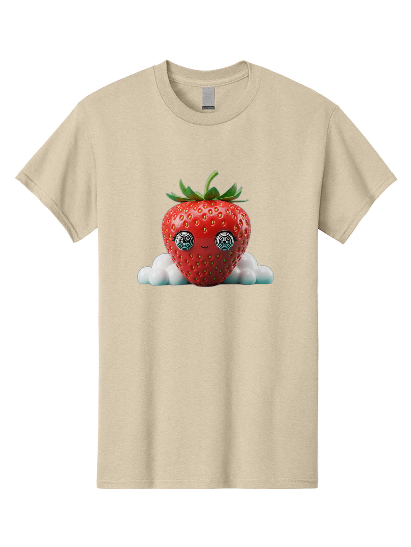 Strawberry-6 Men'S Graphic Tee, 100% Cotton, Comfortable Casual Summer Wear, Machine Washable, Cartoon Strawberry, Spiral Eyes, Cute Character, Sweet Fruit, Playful Design, Quirky Illustration, Fun And Vibrant, Summer Treat, Healthy Snack, Bac469