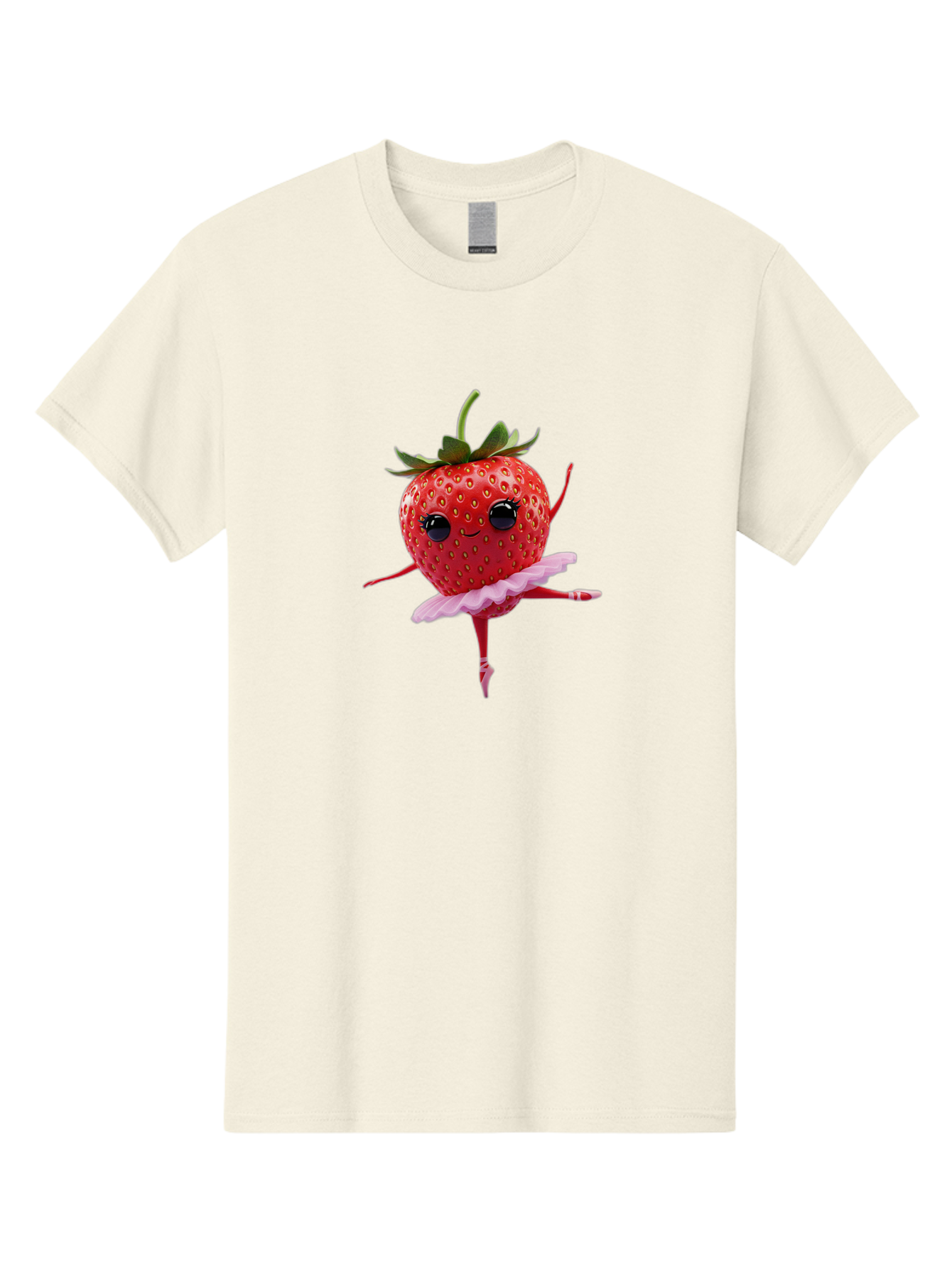 Strawberry-Ballerina Men'S Graphic Tee, 100% Cotton, Comfortable Casual Summer Wear, Machine Washable, Smiling Strawberry, Ballerina Strawberry, Dancing Fruit, Pink Tutu, Cartoon Character, Cute Illustration, Playful Design, Whimsical Art Bac471