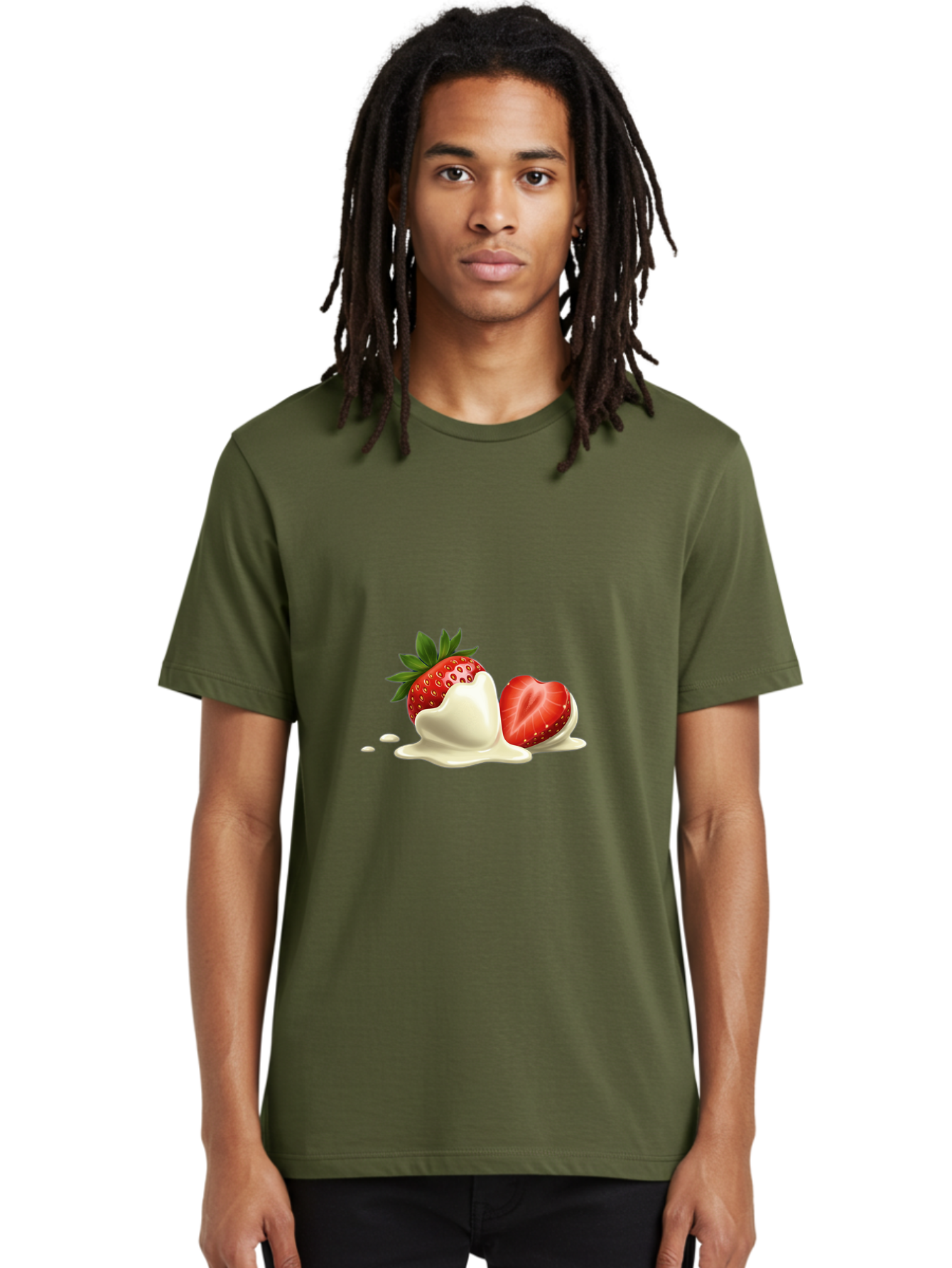 Strawberry-Ice-Cream Men'S Graphic Tee, 100% Cotton, Comfortable Casual Summer Wear, Machine Washable, Strawberry Dessert, Vanilla Ice Cream, Sweet Treat, Fresh Strawberry, Creamy Texture, Indulgent Delight, Summertime Snack Bac477