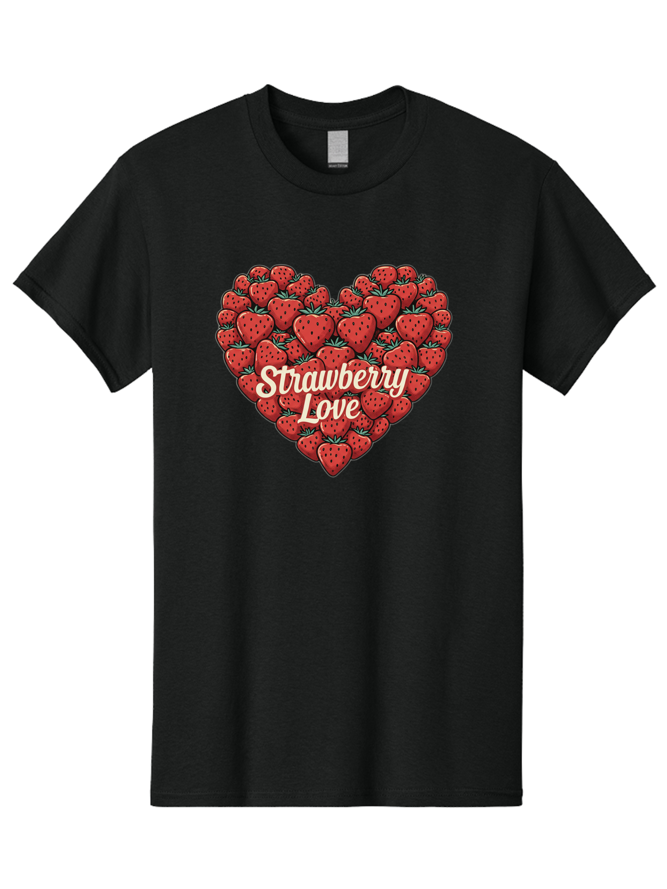 Strawberry-Love Men'S Graphic Tee, 100% Cotton, Comfortable Casual Summer Wear, Machine Washable, Strawberry Heart, Fruit Love, Red Strawberries, Sweet Treats, Tasty Fruits, Summer Fruits, Heart-Shaped Strawberries, Strawberry Graphics Bac479
