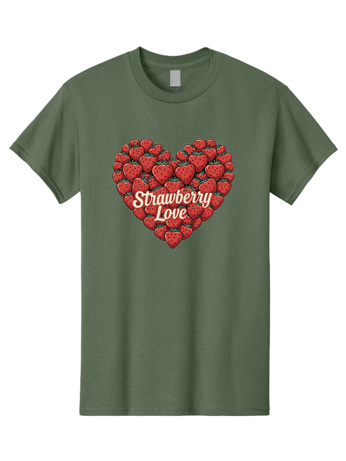 Strawberry-Love Men'S Graphic Tee, 100% Cotton, Comfortable Casual Summer Wear, Machine Washable, Strawberry Heart, Fruit Love, Red Strawberries, Sweet Treats, Tasty Fruits, Summer Fruits, Heart-Shaped Strawberries, Strawberry Graphics Bac479