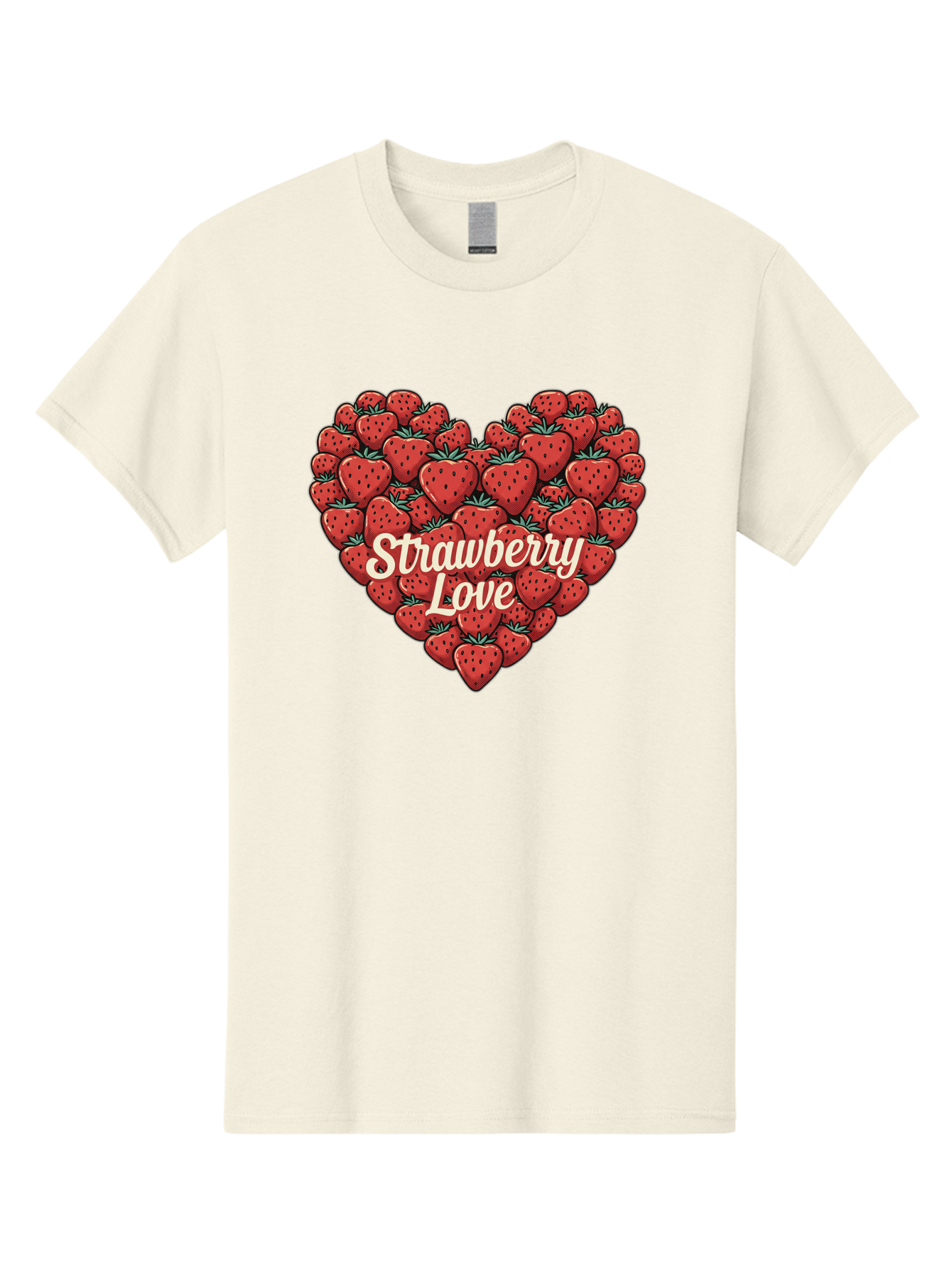 Strawberry-Love Men'S Graphic Tee, 100% Cotton, Comfortable Casual Summer Wear, Machine Washable, Strawberry Heart, Fruit Love, Red Strawberries, Sweet Treats, Tasty Fruits, Summer Fruits, Heart-Shaped Strawberries, Strawberry Graphics Bac479