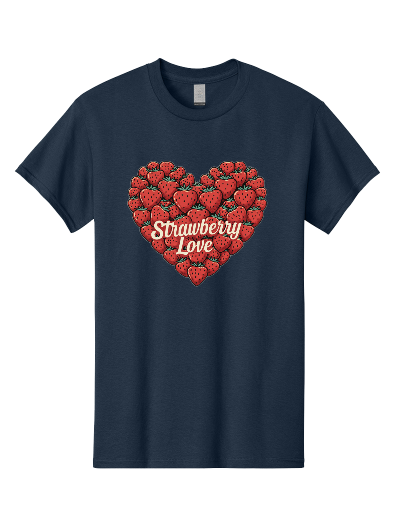 Strawberry-Love Men'S Graphic Tee, 100% Cotton, Comfortable Casual Summer Wear, Machine Washable, Strawberry Heart, Fruit Love, Red Strawberries, Sweet Treats, Tasty Fruits, Summer Fruits, Heart-Shaped Strawberries, Strawberry Graphics Bac479