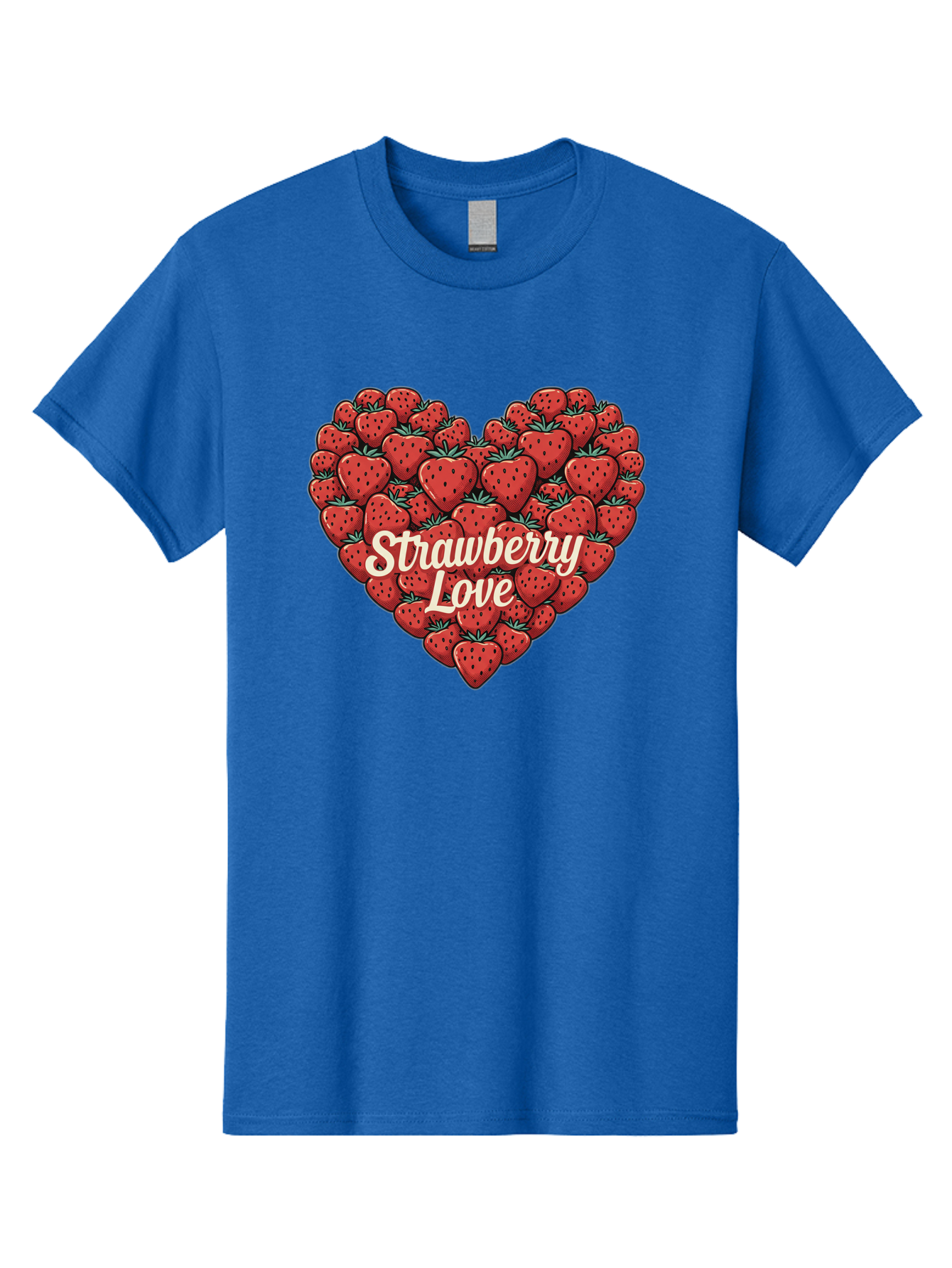 Strawberry-Love Men'S Graphic Tee, 100% Cotton, Comfortable Casual Summer Wear, Machine Washable, Strawberry Heart, Fruit Love, Red Strawberries, Sweet Treats, Tasty Fruits, Summer Fruits, Heart-Shaped Strawberries, Strawberry Graphics Bac479
