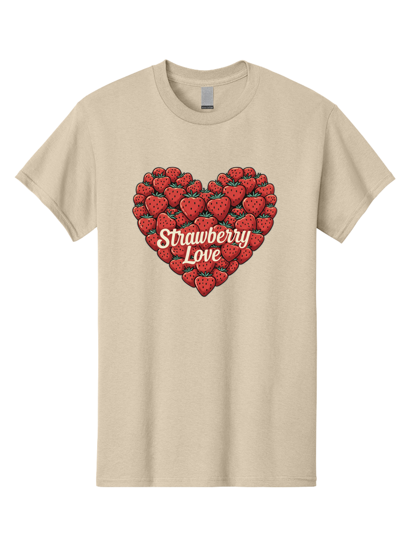Strawberry-Love Men'S Graphic Tee, 100% Cotton, Comfortable Casual Summer Wear, Machine Washable, Strawberry Heart, Fruit Love, Red Strawberries, Sweet Treats, Tasty Fruits, Summer Fruits, Heart-Shaped Strawberries, Strawberry Graphics Bac479