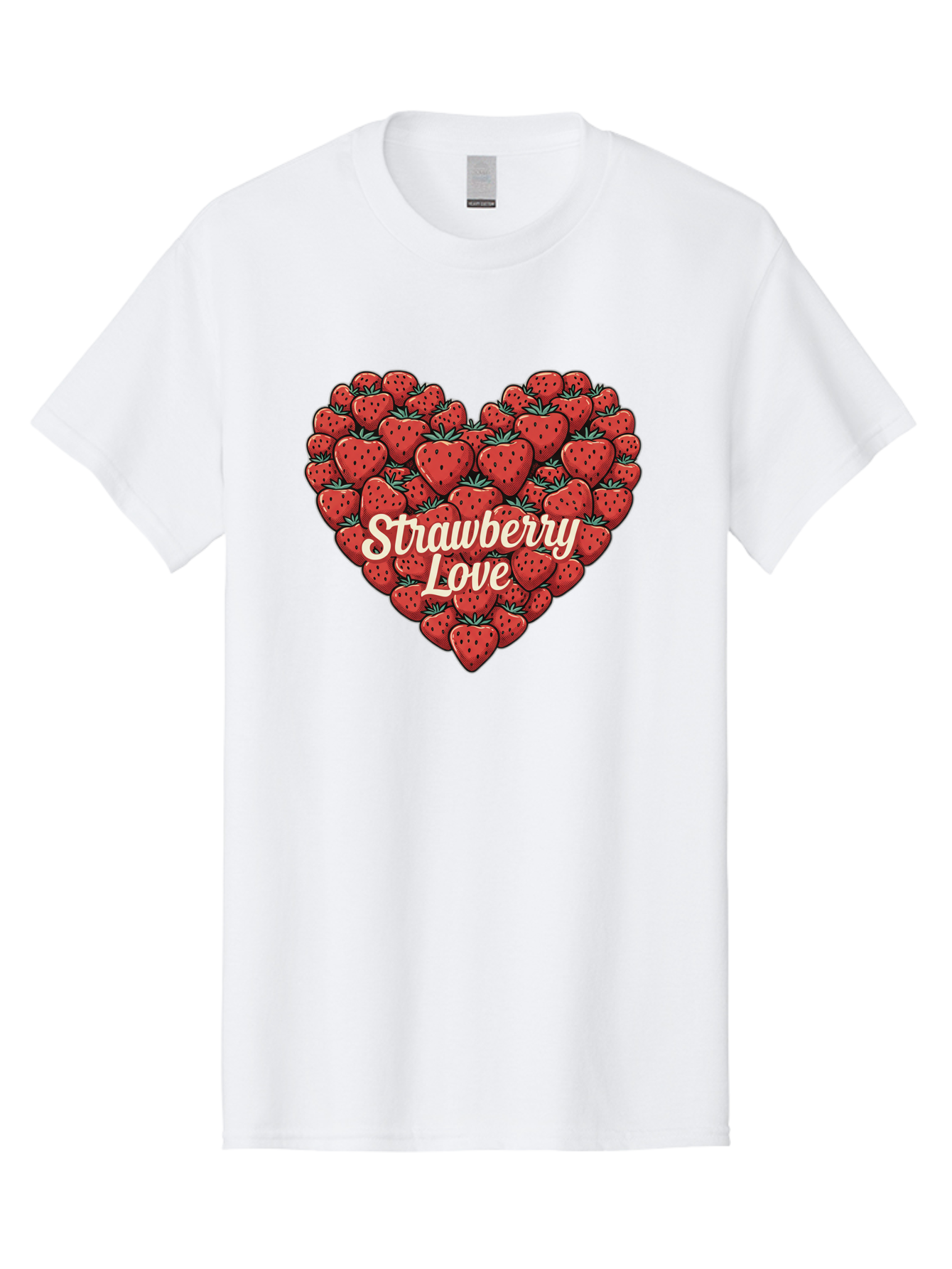 Strawberry-Love Men'S Graphic Tee, 100% Cotton, Comfortable Casual Summer Wear, Machine Washable, Strawberry Heart, Fruit Love, Red Strawberries, Sweet Treats, Tasty Fruits, Summer Fruits, Heart-Shaped Strawberries, Strawberry Graphics Bac479