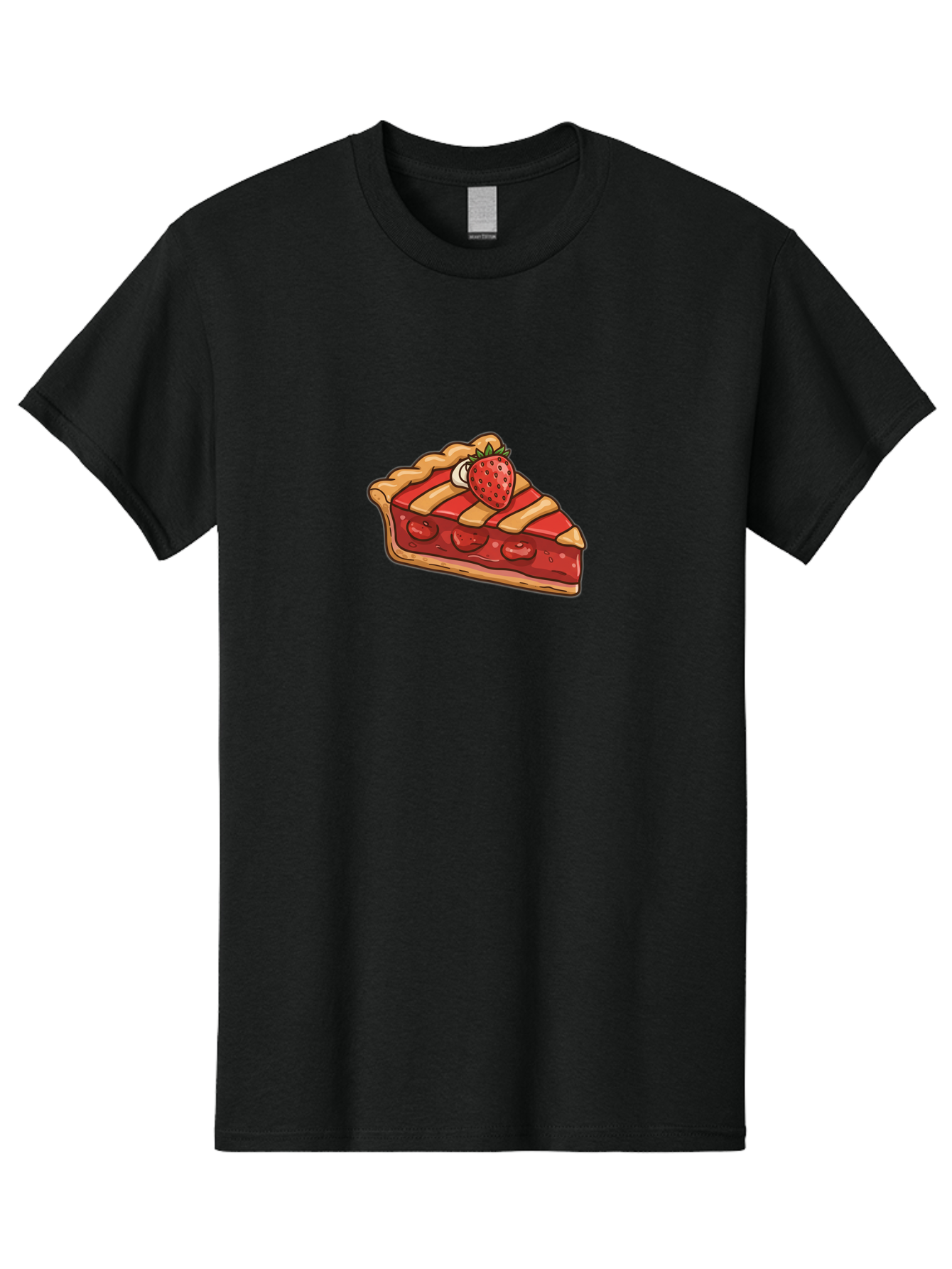 Strawberry-Pie-Slice Men'S Graphic Tee, 100% Cotton, Comfortable Casual Summer Wear, Machine Washable, Strawberry Pie, Sweet Treat, Dessert, Fruit Filling, Pastry Crust, Strawberry Topping, Sweet Strawberry, Baked Goods, Homemade Pie, Bac481