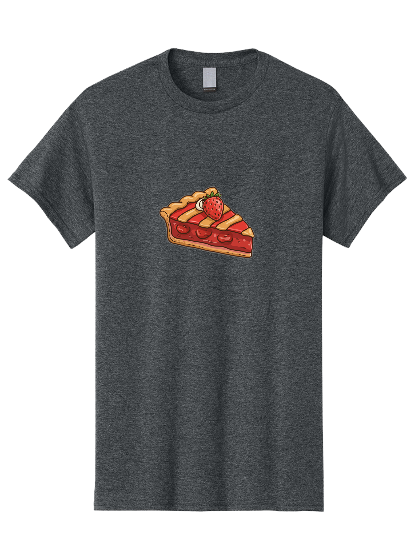 Strawberry-Pie-Slice Men'S Graphic Tee, 100% Cotton, Comfortable Casual Summer Wear, Machine Washable, Strawberry Pie, Sweet Treat, Dessert, Fruit Filling, Pastry Crust, Strawberry Topping, Sweet Strawberry, Baked Goods, Homemade Pie, Bac481