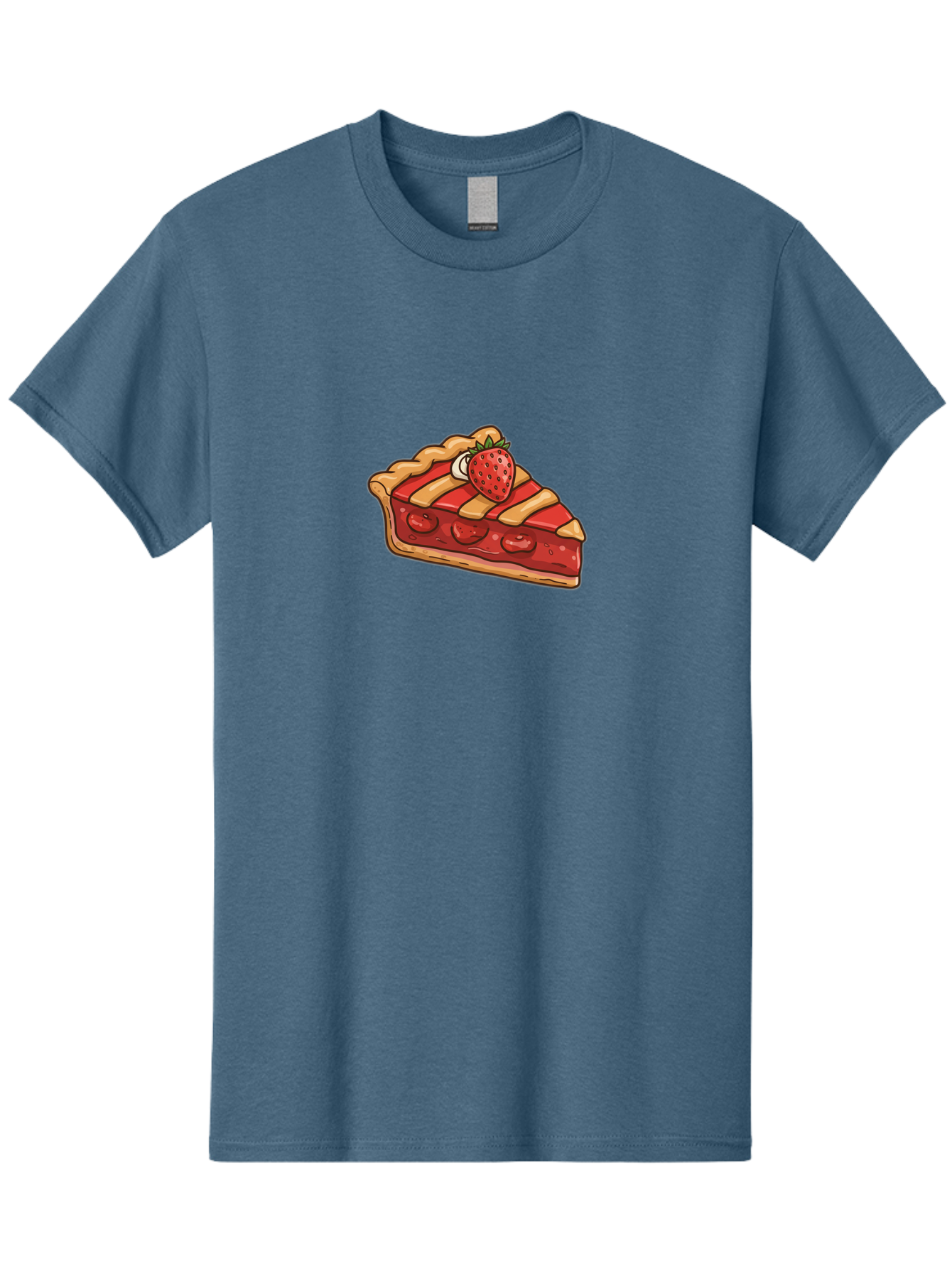 Strawberry-Pie-Slice Men'S Graphic Tee, 100% Cotton, Comfortable Casual Summer Wear, Machine Washable, Strawberry Pie, Sweet Treat, Dessert, Fruit Filling, Pastry Crust, Strawberry Topping, Sweet Strawberry, Baked Goods, Homemade Pie, Bac481