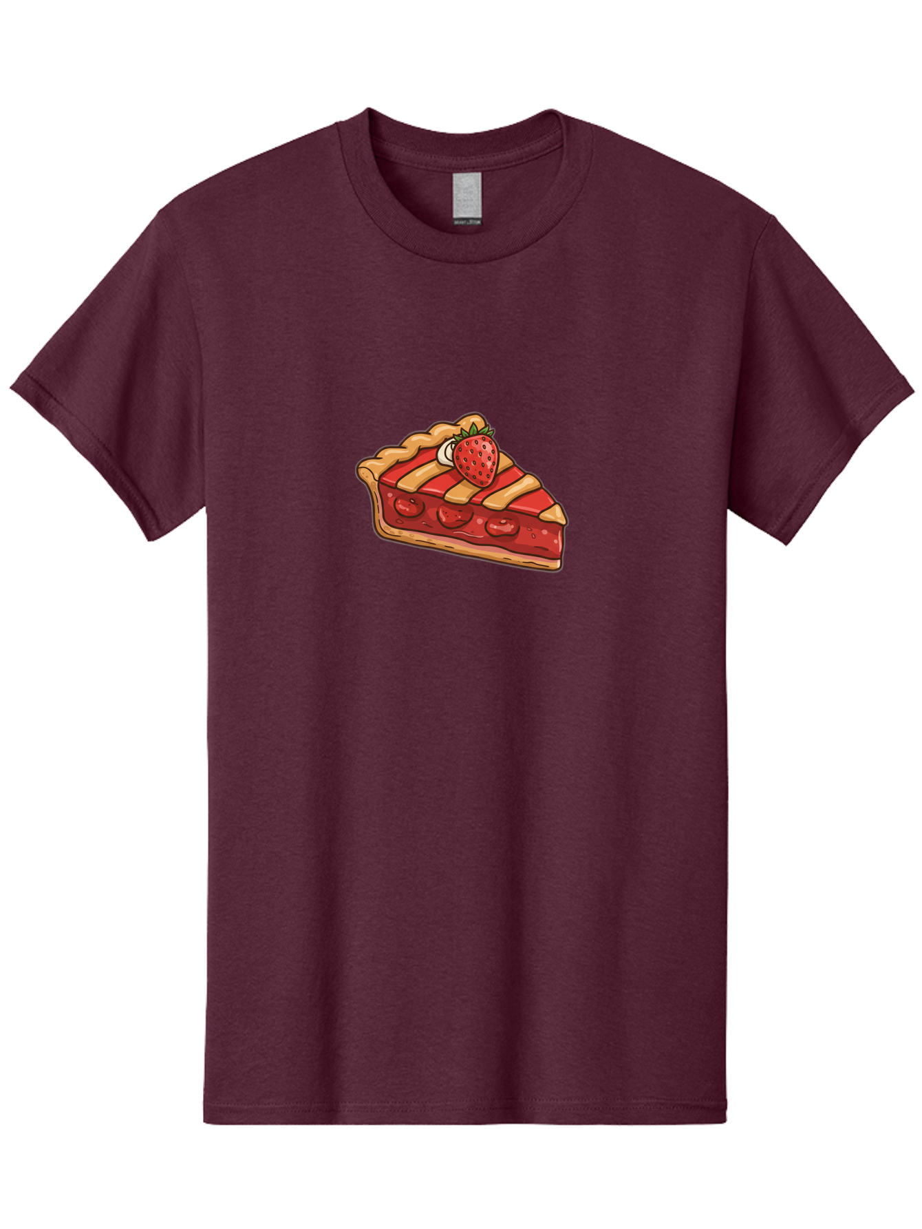 Strawberry-Pie-Slice Men'S Graphic Tee, 100% Cotton, Comfortable Casual Summer Wear, Machine Washable, Strawberry Pie, Sweet Treat, Dessert, Fruit Filling, Pastry Crust, Strawberry Topping, Sweet Strawberry, Baked Goods, Homemade Pie, Bac481