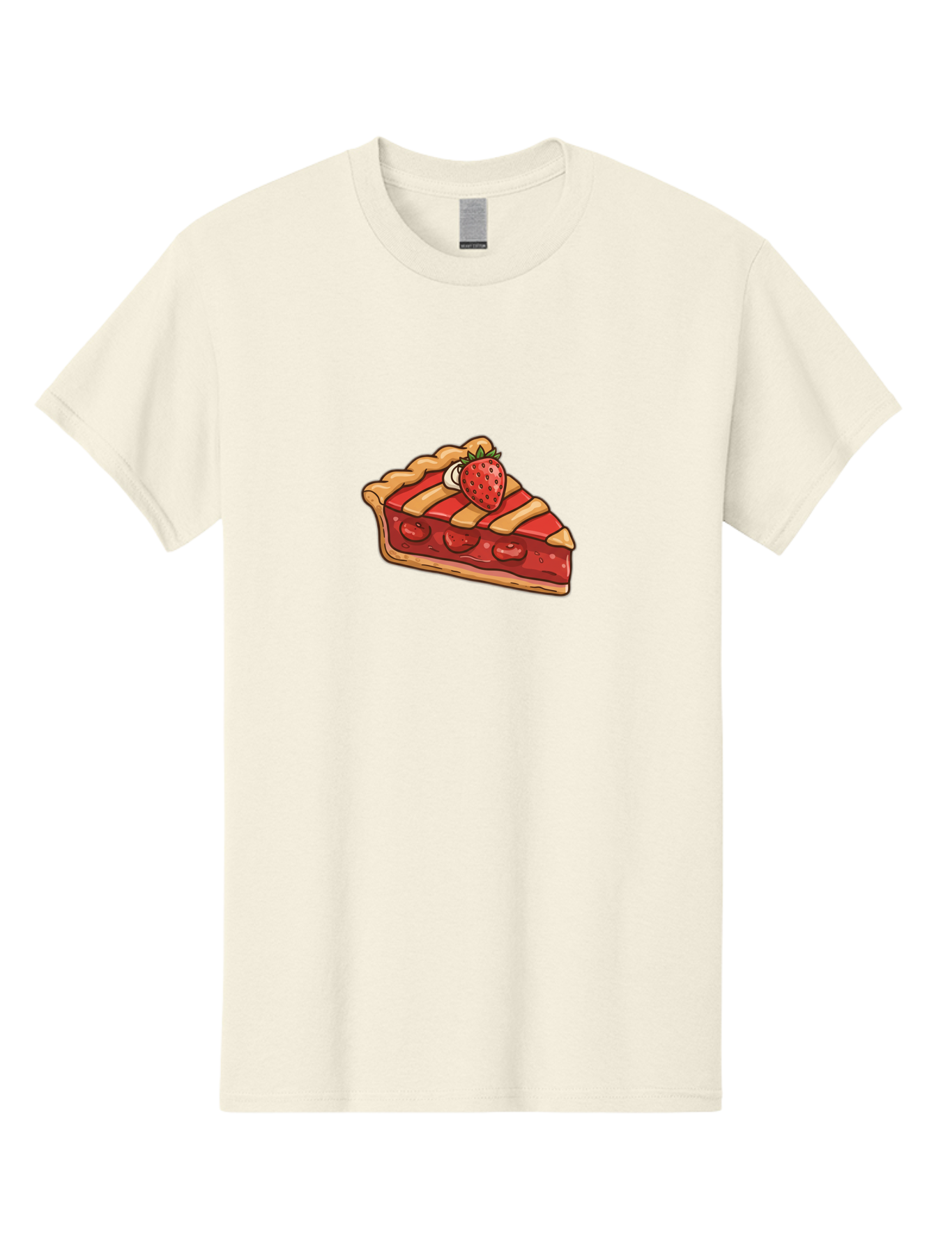 Strawberry-Pie-Slice Men'S Graphic Tee, 100% Cotton, Comfortable Casual Summer Wear, Machine Washable, Strawberry Pie, Sweet Treat, Dessert, Fruit Filling, Pastry Crust, Strawberry Topping, Sweet Strawberry, Baked Goods, Homemade Pie, Bac481