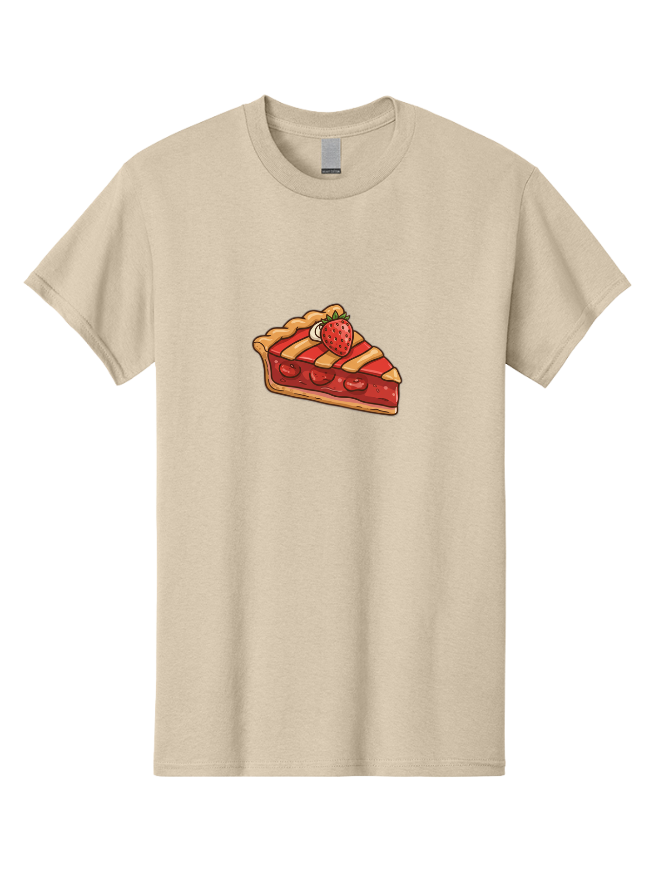 Strawberry-Pie-Slice Men'S Graphic Tee, 100% Cotton, Comfortable Casual Summer Wear, Machine Washable, Strawberry Pie, Sweet Treat, Dessert, Fruit Filling, Pastry Crust, Strawberry Topping, Sweet Strawberry, Baked Goods, Homemade Pie, Bac481
