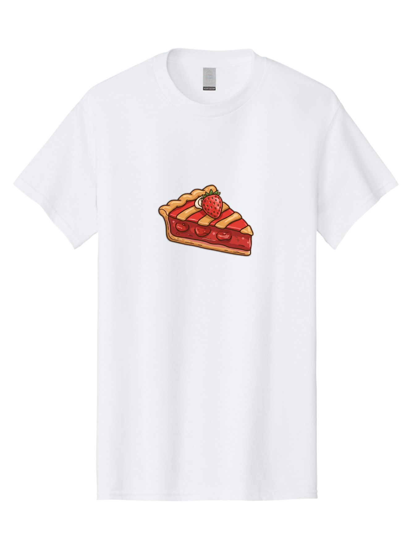 Strawberry-Pie-Slice Men'S Graphic Tee, 100% Cotton, Comfortable Casual Summer Wear, Machine Washable, Strawberry Pie, Sweet Treat, Dessert, Fruit Filling, Pastry Crust, Strawberry Topping, Sweet Strawberry, Baked Goods, Homemade Pie, Bac481