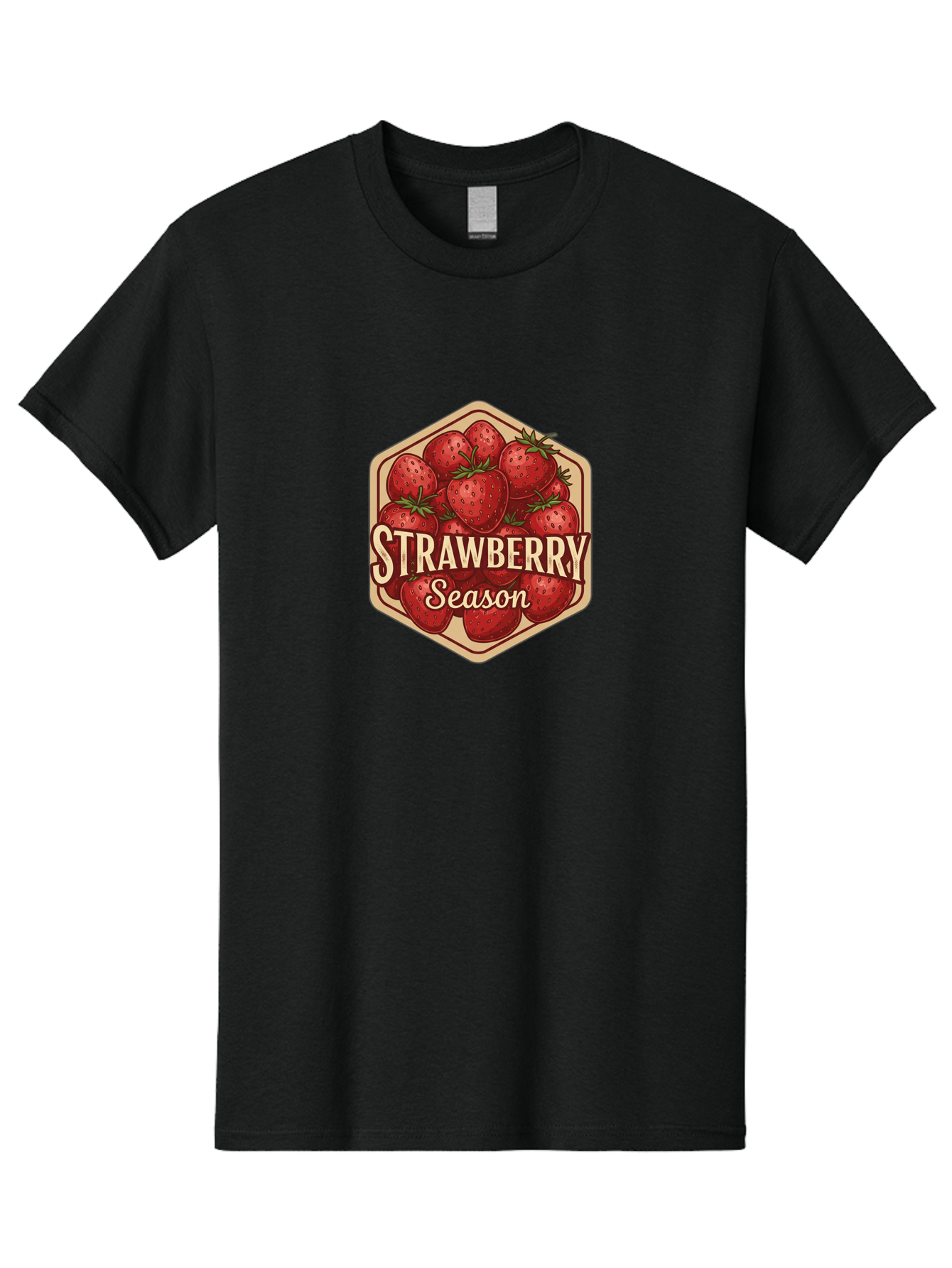 Strawberry-Season Men'S Graphic Tee, 100% Cotton, Comfortable Casual Summer Wear, Machine Washable, Strawberries, Strawberry Season, Fresh Fruit, Juicy Strawberries, Sweet Treats, Seasonal Produce, Summer Fruits, Vintage Label, Vintage Style Bac484