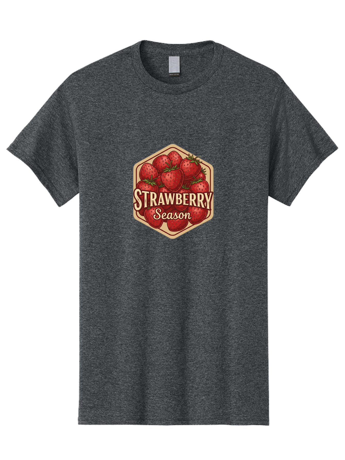 Strawberry-Season Men'S Graphic Tee, 100% Cotton, Comfortable Casual Summer Wear, Machine Washable, Strawberries, Strawberry Season, Fresh Fruit, Juicy Strawberries, Sweet Treats, Seasonal Produce, Summer Fruits, Vintage Label, Vintage Style Bac484
