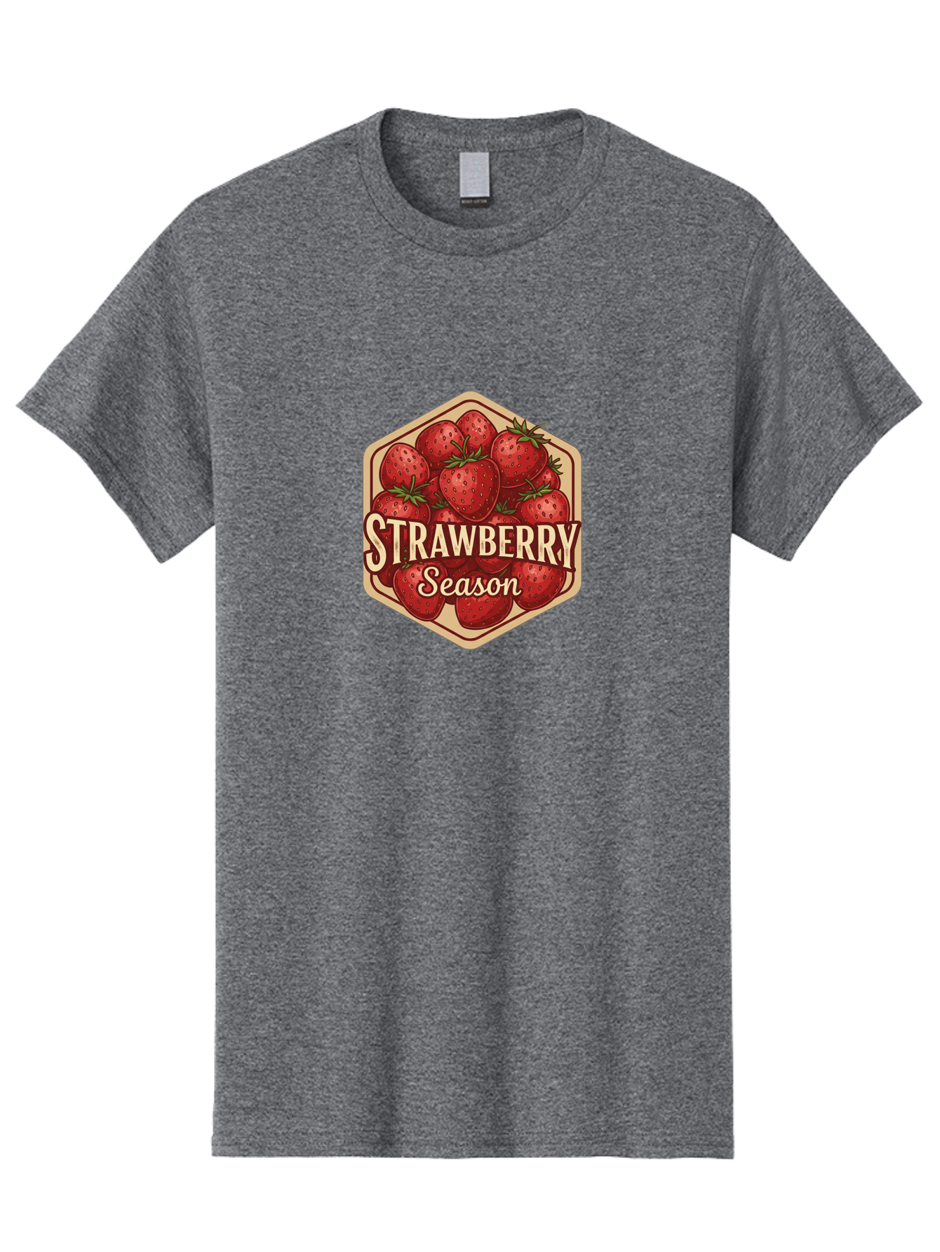 Strawberry-Season Men'S Graphic Tee, 100% Cotton, Comfortable Casual Summer Wear, Machine Washable, Strawberries, Strawberry Season, Fresh Fruit, Juicy Strawberries, Sweet Treats, Seasonal Produce, Summer Fruits, Vintage Label, Vintage Style Bac484