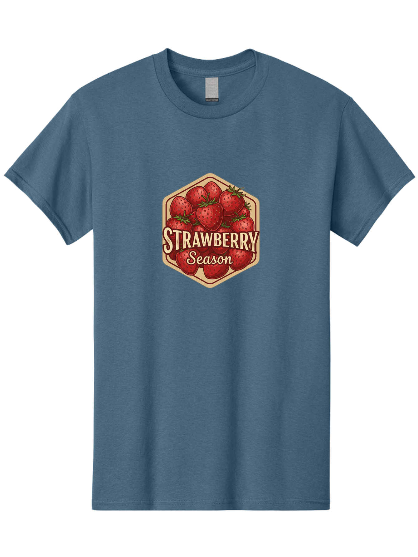 Strawberry-Season Men'S Graphic Tee, 100% Cotton, Comfortable Casual Summer Wear, Machine Washable, Strawberries, Strawberry Season, Fresh Fruit, Juicy Strawberries, Sweet Treats, Seasonal Produce, Summer Fruits, Vintage Label, Vintage Style Bac484