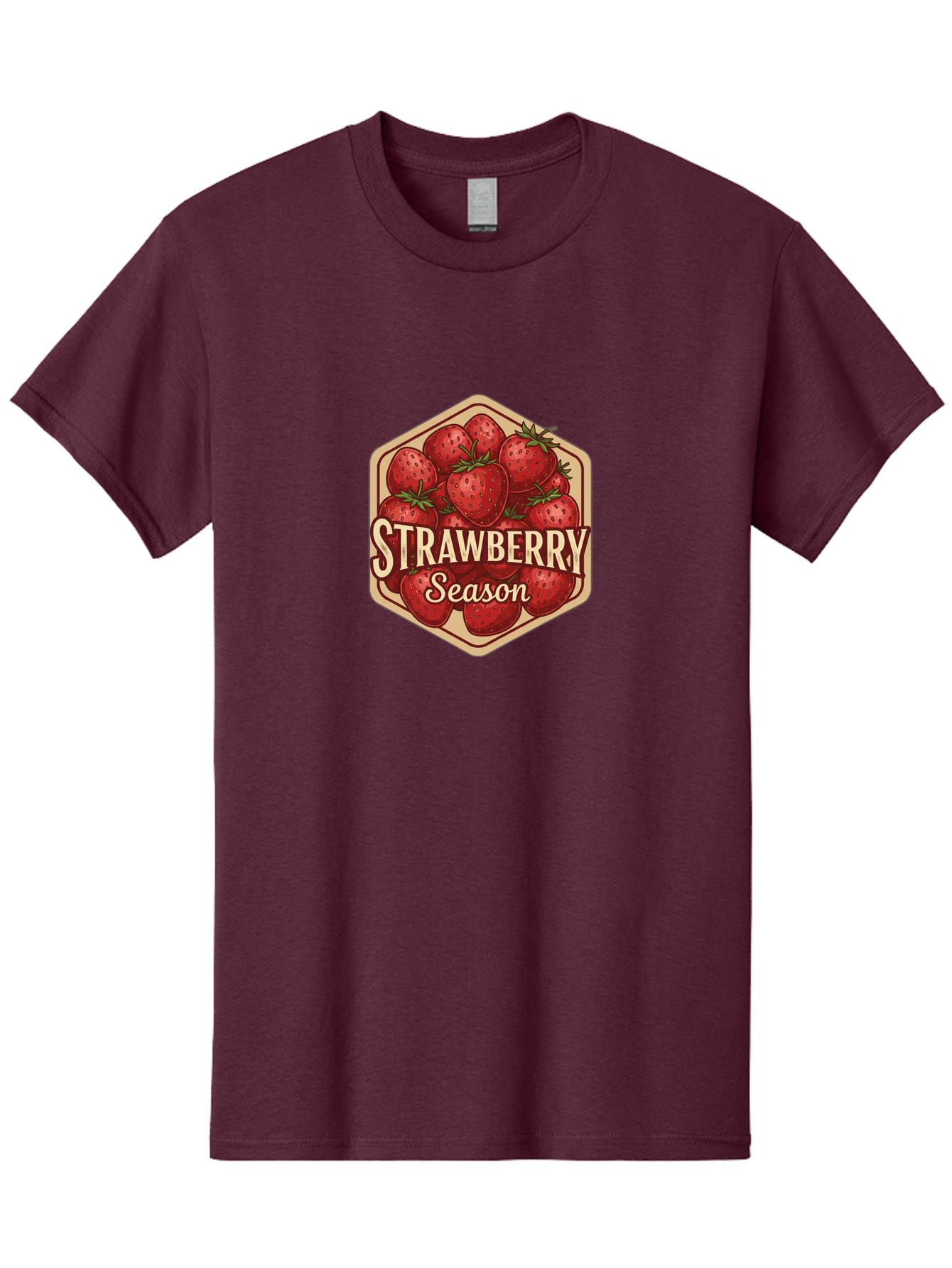 Strawberry-Season Men'S Graphic Tee, 100% Cotton, Comfortable Casual Summer Wear, Machine Washable, Strawberries, Strawberry Season, Fresh Fruit, Juicy Strawberries, Sweet Treats, Seasonal Produce, Summer Fruits, Vintage Label, Vintage Style Bac484