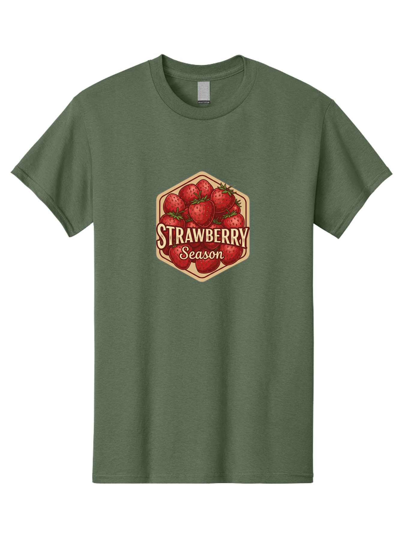 Strawberry-Season Men'S Graphic Tee, 100% Cotton, Comfortable Casual Summer Wear, Machine Washable, Strawberries, Strawberry Season, Fresh Fruit, Juicy Strawberries, Sweet Treats, Seasonal Produce, Summer Fruits, Vintage Label, Vintage Style Bac484
