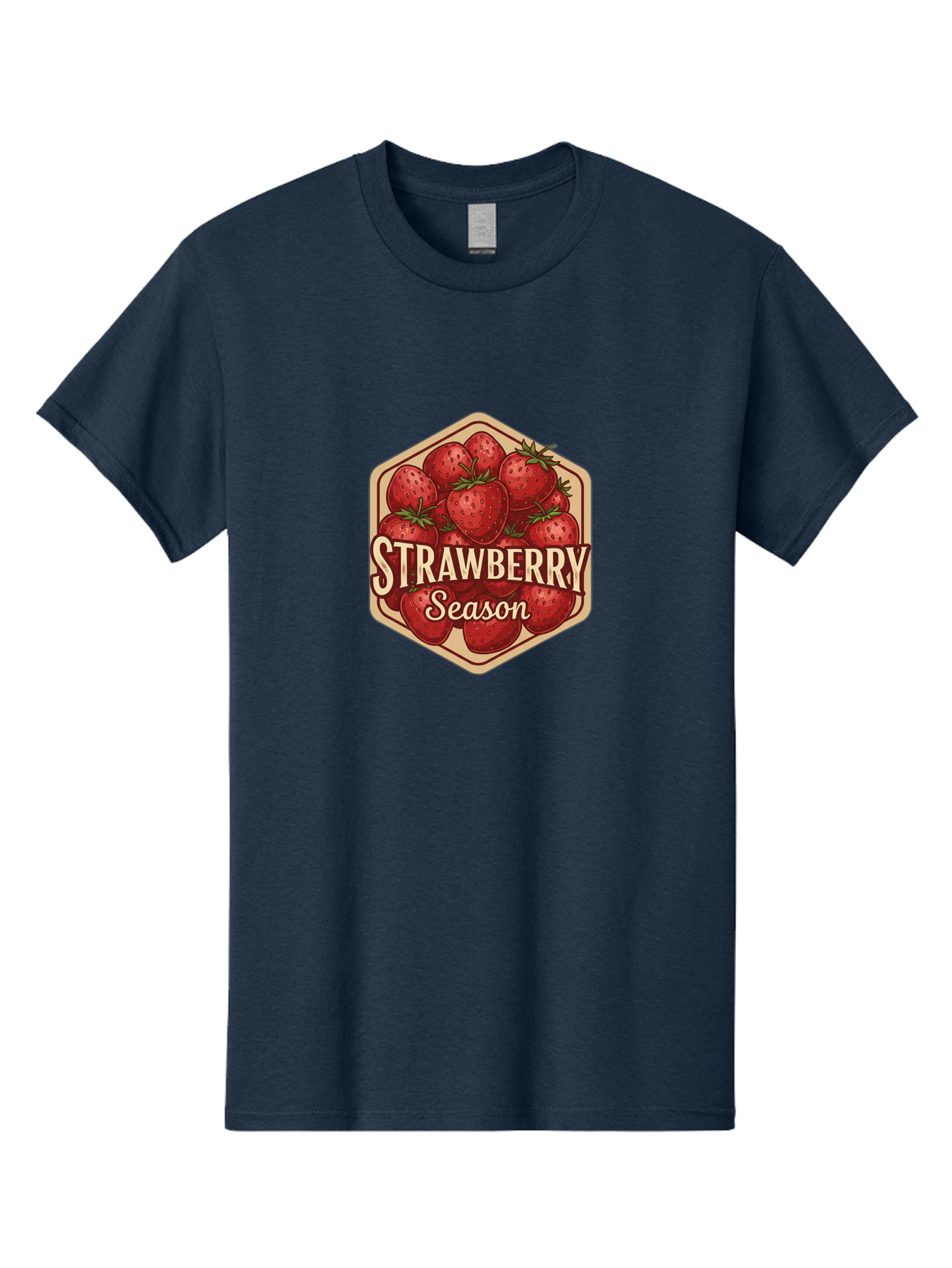 Strawberry-Season Men'S Graphic Tee, 100% Cotton, Comfortable Casual Summer Wear, Machine Washable, Strawberries, Strawberry Season, Fresh Fruit, Juicy Strawberries, Sweet Treats, Seasonal Produce, Summer Fruits, Vintage Label, Vintage Style Bac484