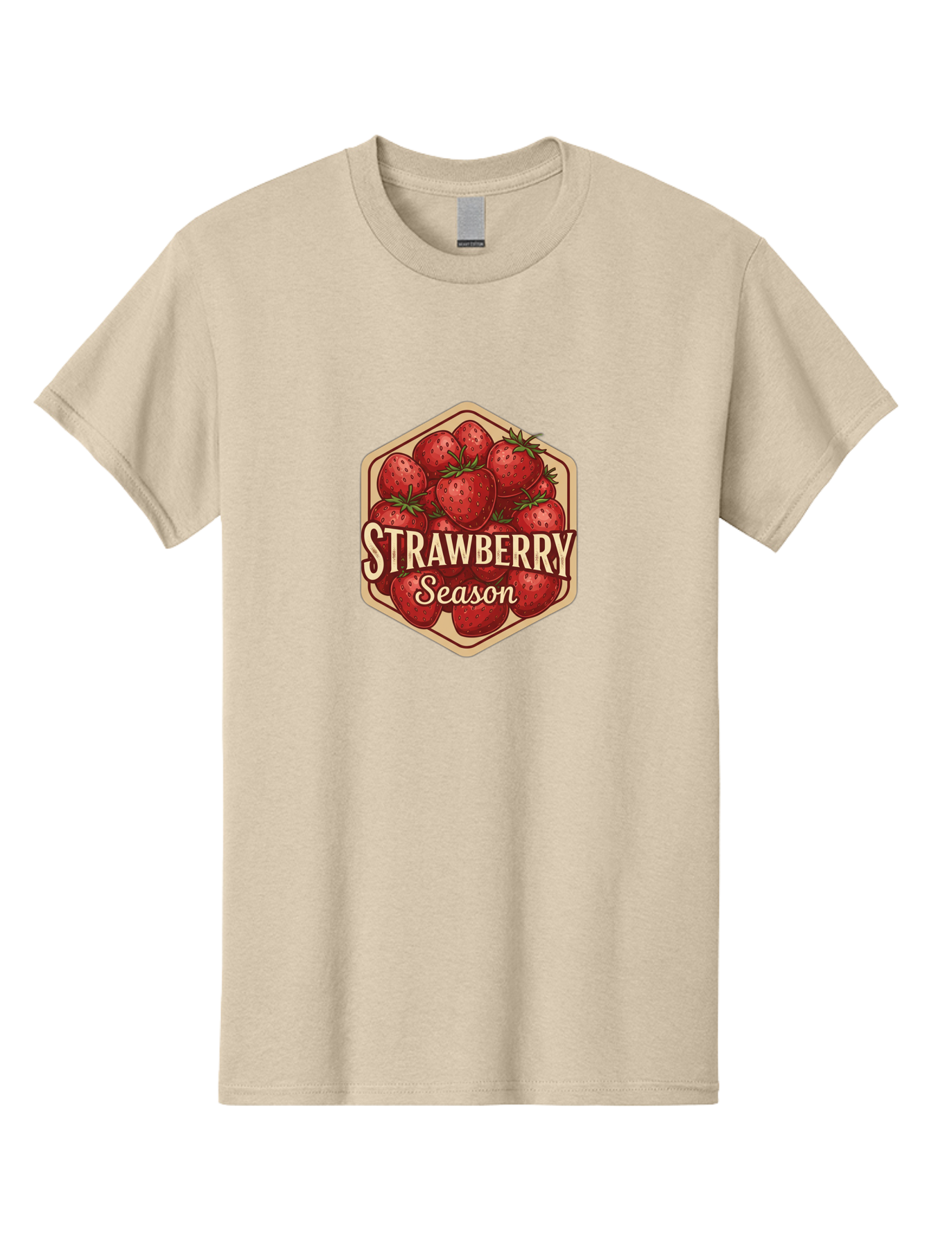Strawberry-Season Men'S Graphic Tee, 100% Cotton, Comfortable Casual Summer Wear, Machine Washable, Strawberries, Strawberry Season, Fresh Fruit, Juicy Strawberries, Sweet Treats, Seasonal Produce, Summer Fruits, Vintage Label, Vintage Style Bac484