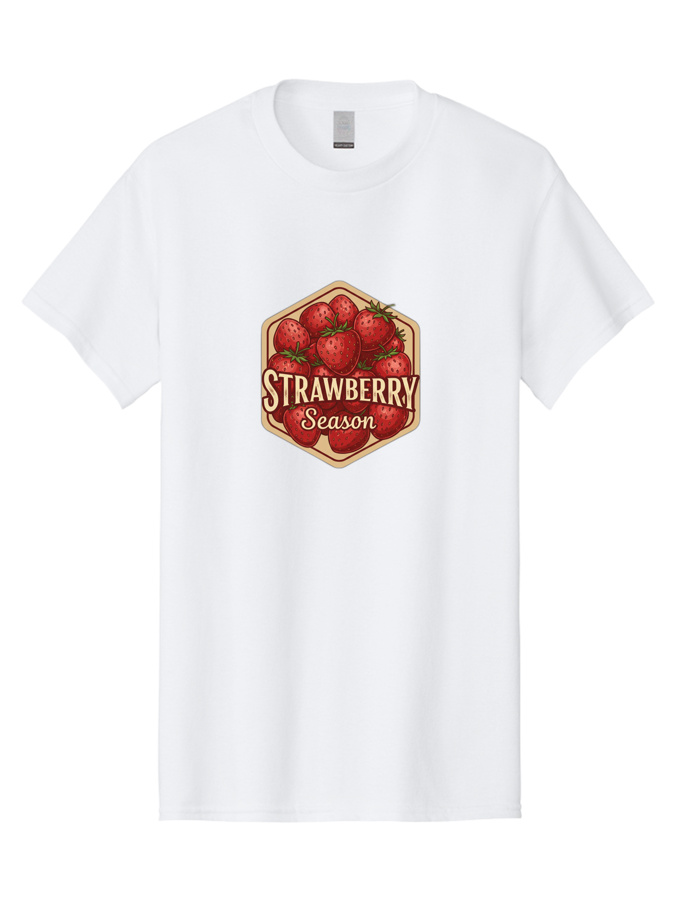 Strawberry-Season Men'S Graphic Tee, 100% Cotton, Comfortable Casual Summer Wear, Machine Washable, Strawberries, Strawberry Season, Fresh Fruit, Juicy Strawberries, Sweet Treats, Seasonal Produce, Summer Fruits, Vintage Label, Vintage Style Bac484