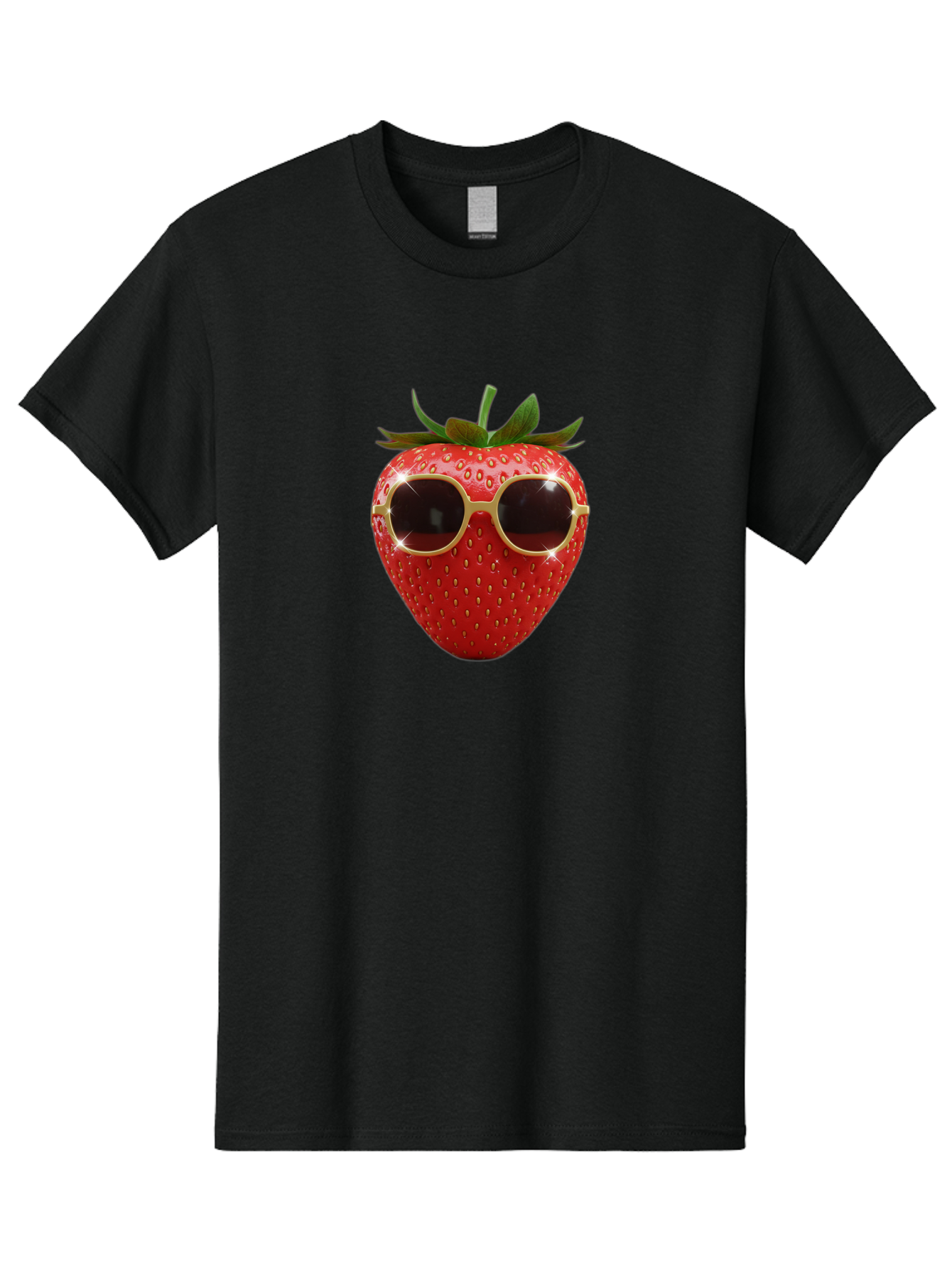 Strawberry-Sunglasses-2 Men'S Graphic Tee, 100% Cotton, Comfortable Casual Summer Wear, Machine Washable, Strawberry Wearing Sunglasses, Funny Fruit, Quirky Character, Red Strawberries, Cool Shades, Fresh Produce, Playful Vibe, Summer Fun Bac487