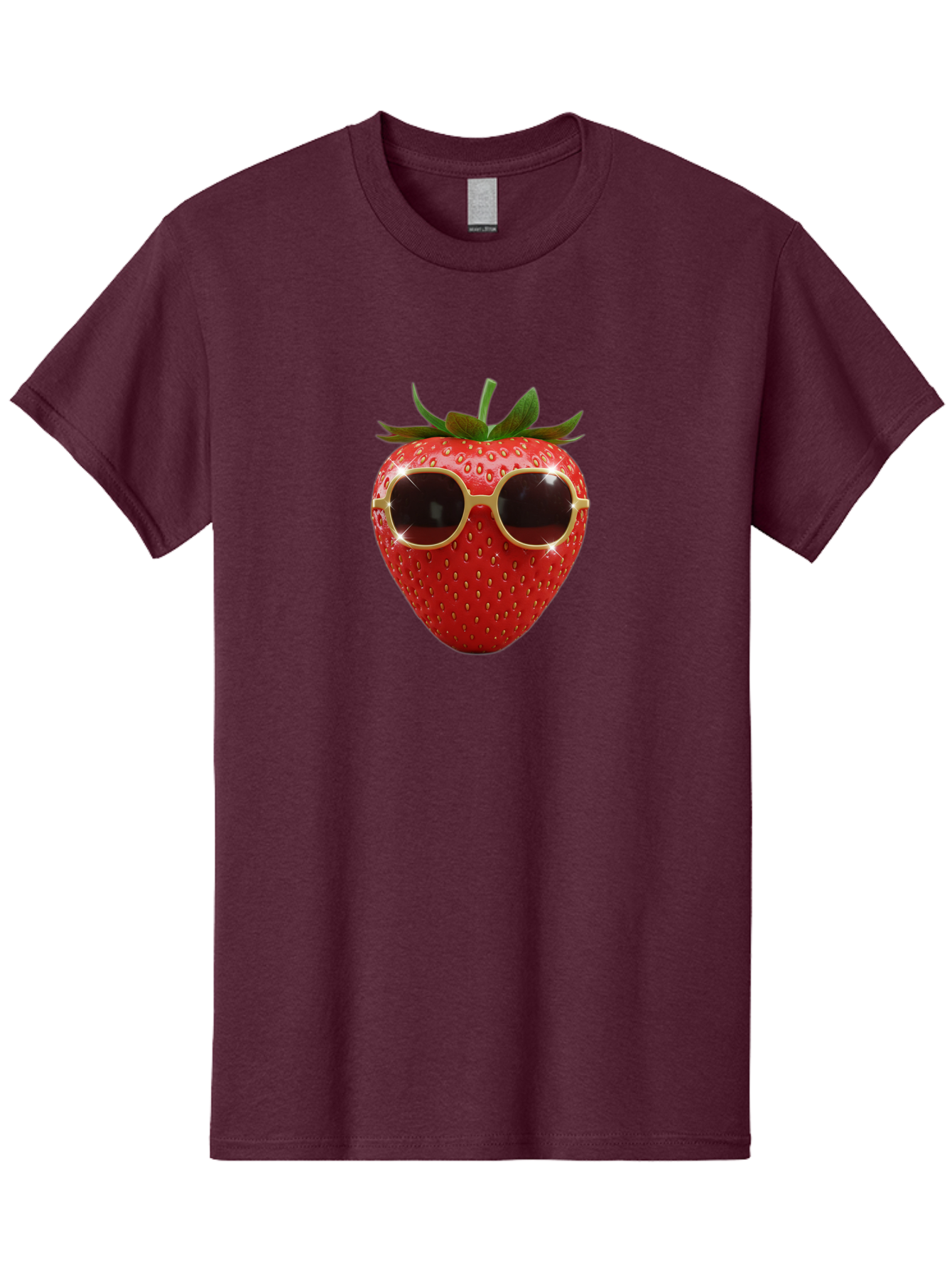 Strawberry-Sunglasses-2 Men'S Graphic Tee, 100% Cotton, Comfortable Casual Summer Wear, Machine Washable, Strawberry Wearing Sunglasses, Funny Fruit, Quirky Character, Red Strawberries, Cool Shades, Fresh Produce, Playful Vibe, Summer Fun Bac487