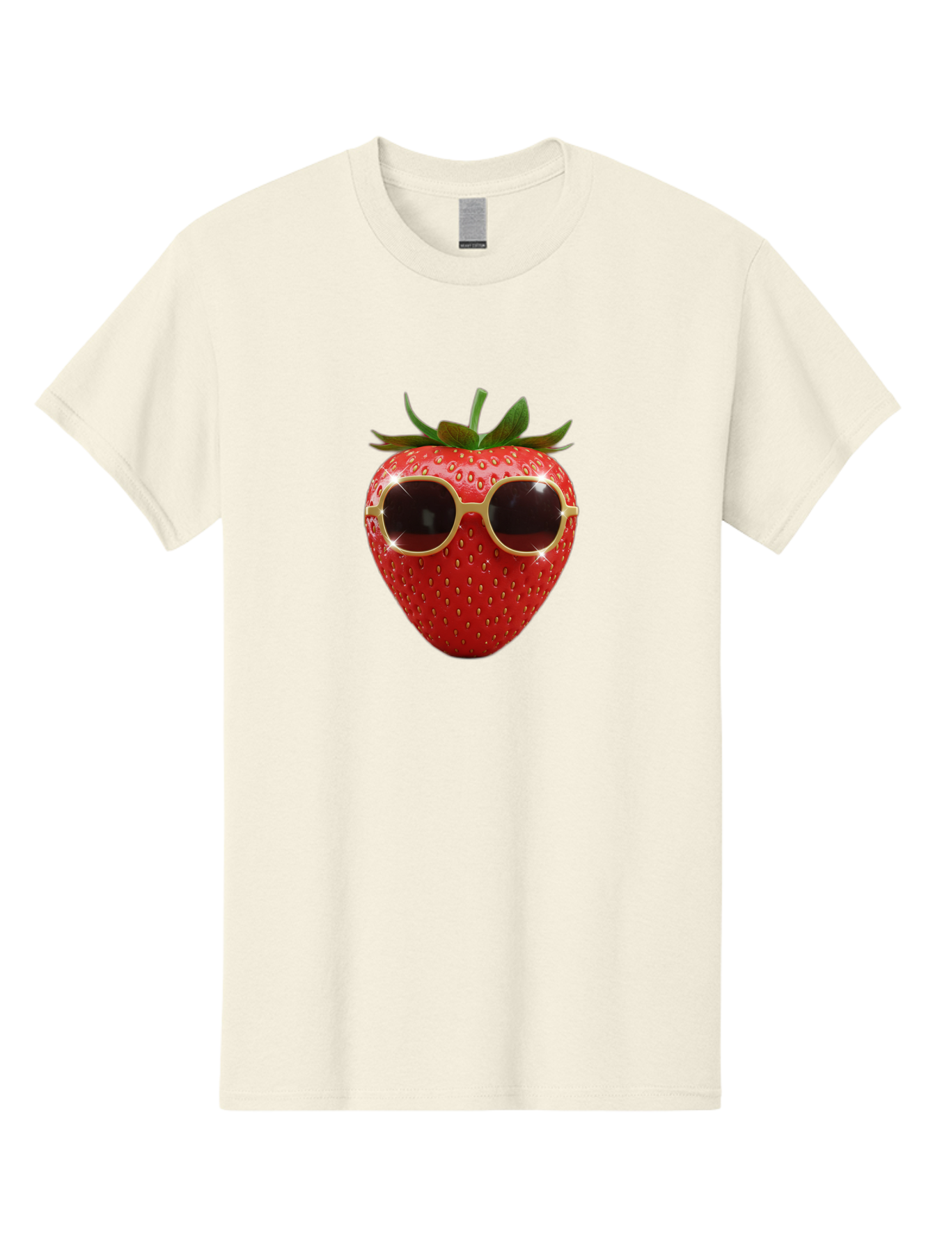 Strawberry-Sunglasses-2 Men'S Graphic Tee, 100% Cotton, Comfortable Casual Summer Wear, Machine Washable, Strawberry Wearing Sunglasses, Funny Fruit, Quirky Character, Red Strawberries, Cool Shades, Fresh Produce, Playful Vibe, Summer Fun Bac487