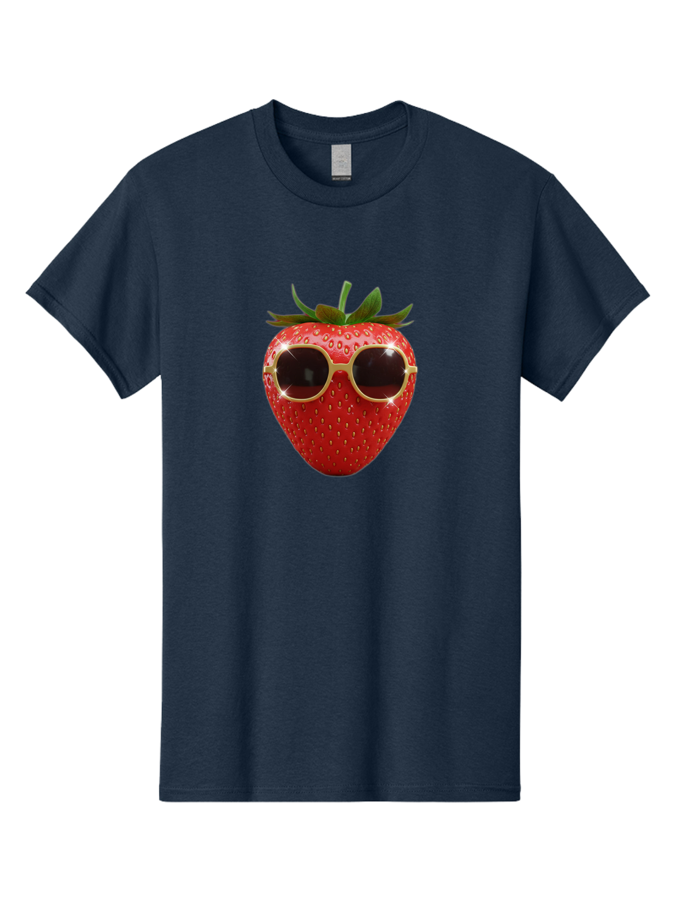 Strawberry-Sunglasses-2 Men'S Graphic Tee, 100% Cotton, Comfortable Casual Summer Wear, Machine Washable, Strawberry Wearing Sunglasses, Funny Fruit, Quirky Character, Red Strawberries, Cool Shades, Fresh Produce, Playful Vibe, Summer Fun Bac487