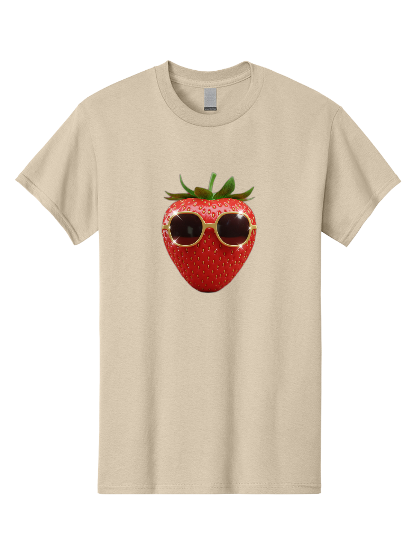 Strawberry-Sunglasses-2 Men'S Graphic Tee, 100% Cotton, Comfortable Casual Summer Wear, Machine Washable, Strawberry Wearing Sunglasses, Funny Fruit, Quirky Character, Red Strawberries, Cool Shades, Fresh Produce, Playful Vibe, Summer Fun Bac487