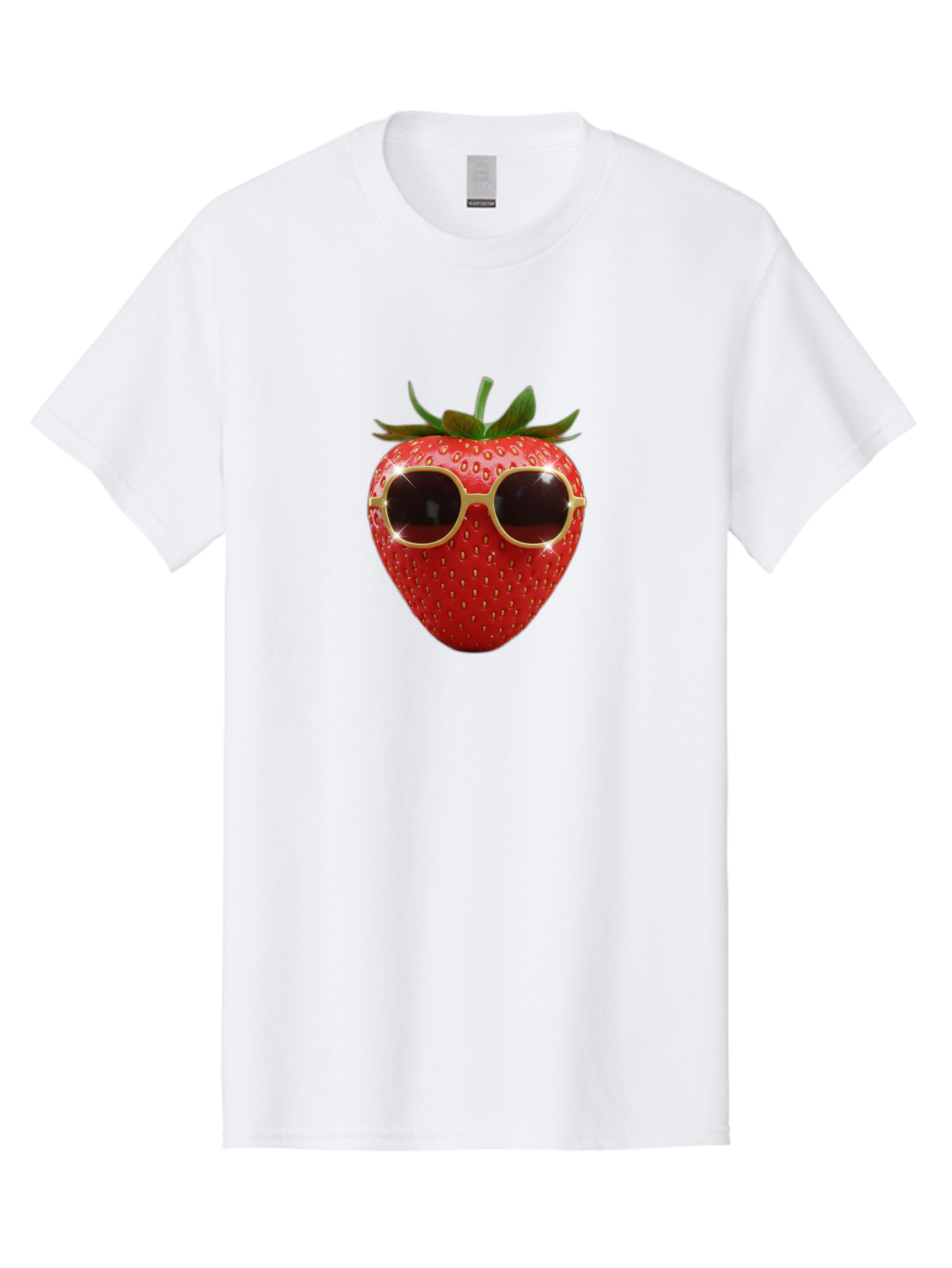 Strawberry-Sunglasses-2 Men'S Graphic Tee, 100% Cotton, Comfortable Casual Summer Wear, Machine Washable, Strawberry Wearing Sunglasses, Funny Fruit, Quirky Character, Red Strawberries, Cool Shades, Fresh Produce, Playful Vibe, Summer Fun Bac487