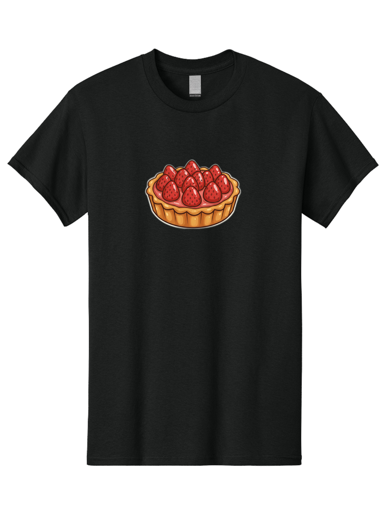 Strawberry-Tart Men'S Graphic Tee, 100% Cotton, Comfortable Casual Summer Wear, Machine Washable, Strawberry Tart, Sweet Dessert, Fresh Strawberries, Pastry Crust, Gourmet Treat, Fruit Tart, Strawberry Topping, Dessert Illustration, Bac490
