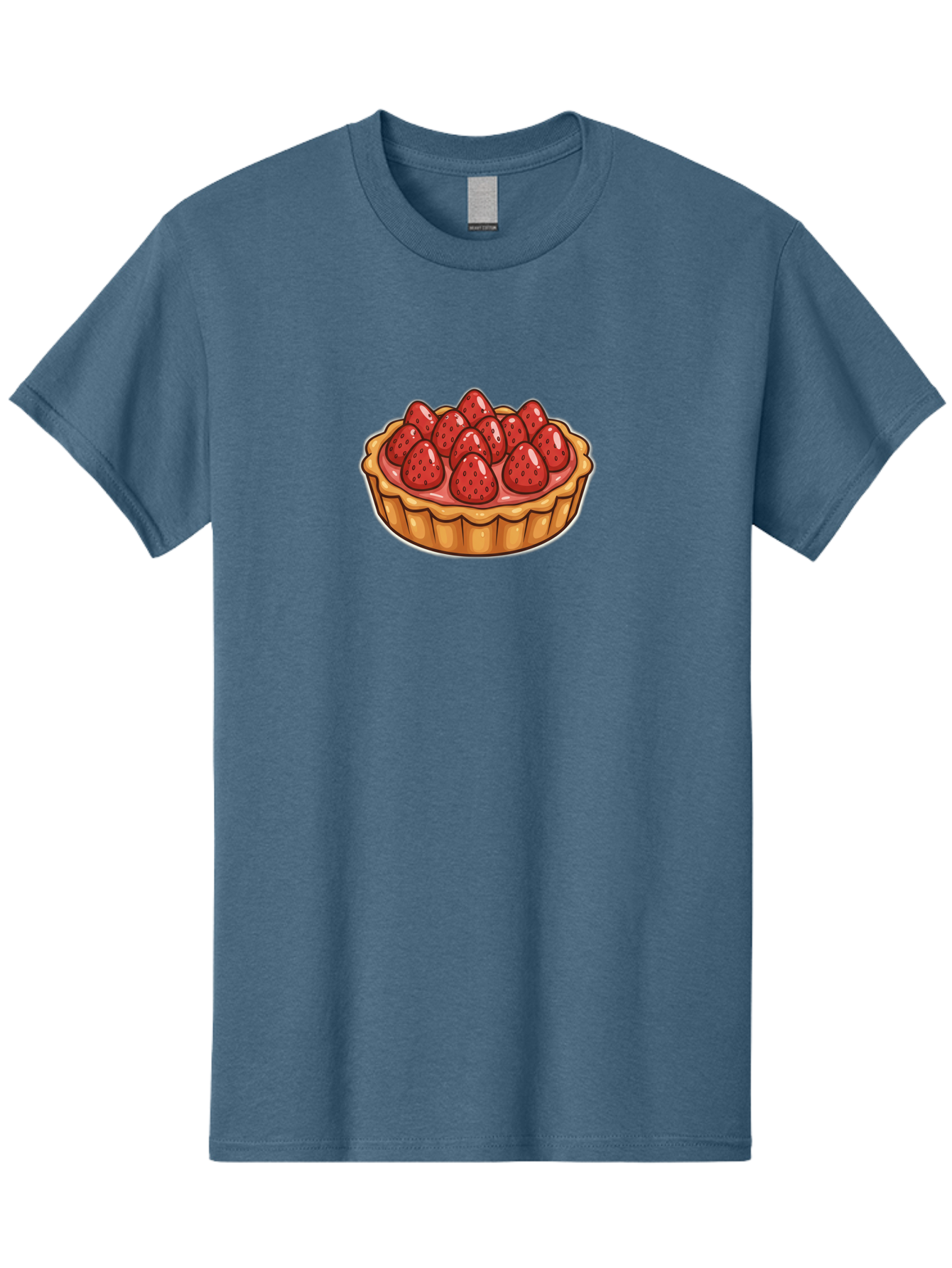 Strawberry-Tart Men'S Graphic Tee, 100% Cotton, Comfortable Casual Summer Wear, Machine Washable, Strawberry Tart, Sweet Dessert, Fresh Strawberries, Pastry Crust, Gourmet Treat, Fruit Tart, Strawberry Topping, Dessert Illustration, Bac490