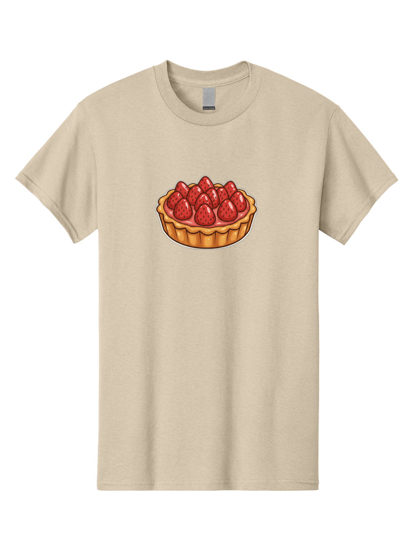 Strawberry-Tart Men'S Graphic Tee, 100% Cotton, Comfortable Casual Summer Wear, Machine Washable, Strawberry Tart, Sweet Dessert, Fresh Strawberries, Pastry Crust, Gourmet Treat, Fruit Tart, Strawberry Topping, Dessert Illustration, Bac490
