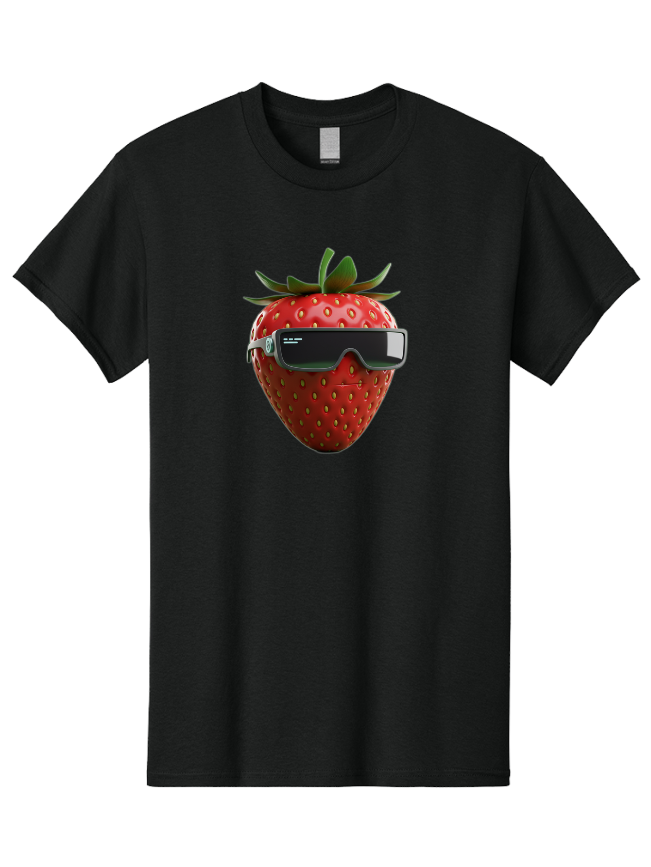 Strawberry-Virtual-Reality-Headset Men'S Graphic Tee, 100% Cotton, Comfortable Casual Summer Wear, Machine Washable, Strawberry Wearing Vr Headset, Futuristic Fruit, Virtual Reality, Augmented Reality, Tech-Savvy Strawberry, Innovative Design, Bac491