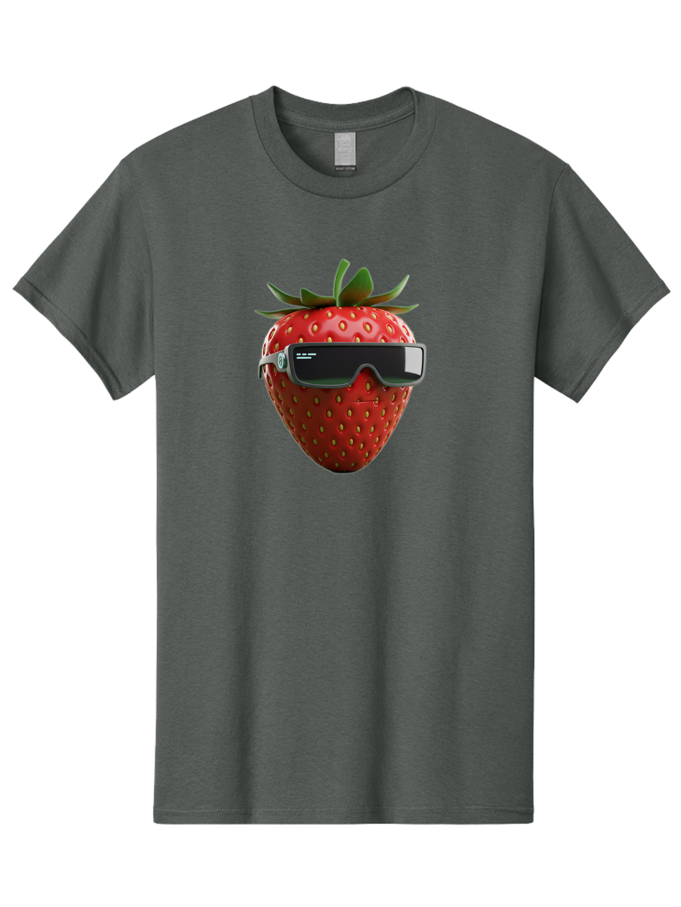 Strawberry-Virtual-Reality-Headset Men'S Graphic Tee, 100% Cotton, Comfortable Casual Summer Wear, Machine Washable, Strawberry Wearing Vr Headset, Futuristic Fruit, Virtual Reality, Augmented Reality, Tech-Savvy Strawberry, Innovative Design, Bac491