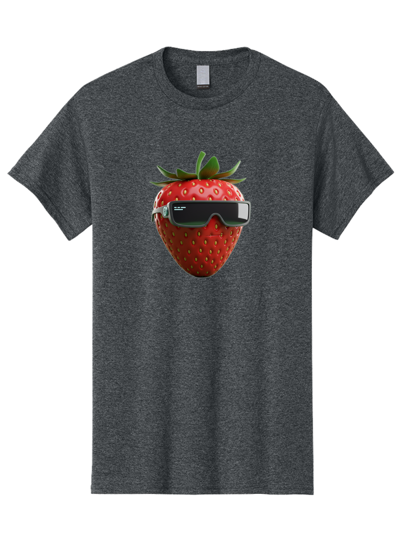 Strawberry-Virtual-Reality-Headset Men'S Graphic Tee, 100% Cotton, Comfortable Casual Summer Wear, Machine Washable, Strawberry Wearing Vr Headset, Futuristic Fruit, Virtual Reality, Augmented Reality, Tech-Savvy Strawberry, Innovative Design, Bac491