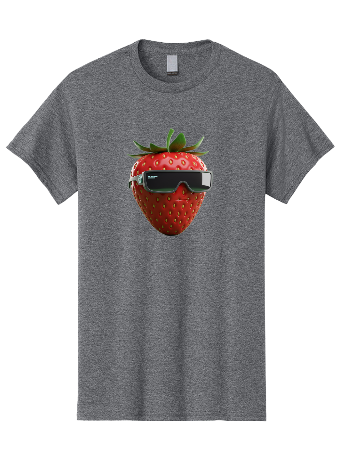 Strawberry-Virtual-Reality-Headset Men'S Graphic Tee, 100% Cotton, Comfortable Casual Summer Wear, Machine Washable, Strawberry Wearing Vr Headset, Futuristic Fruit, Virtual Reality, Augmented Reality, Tech-Savvy Strawberry, Innovative Design, Bac491