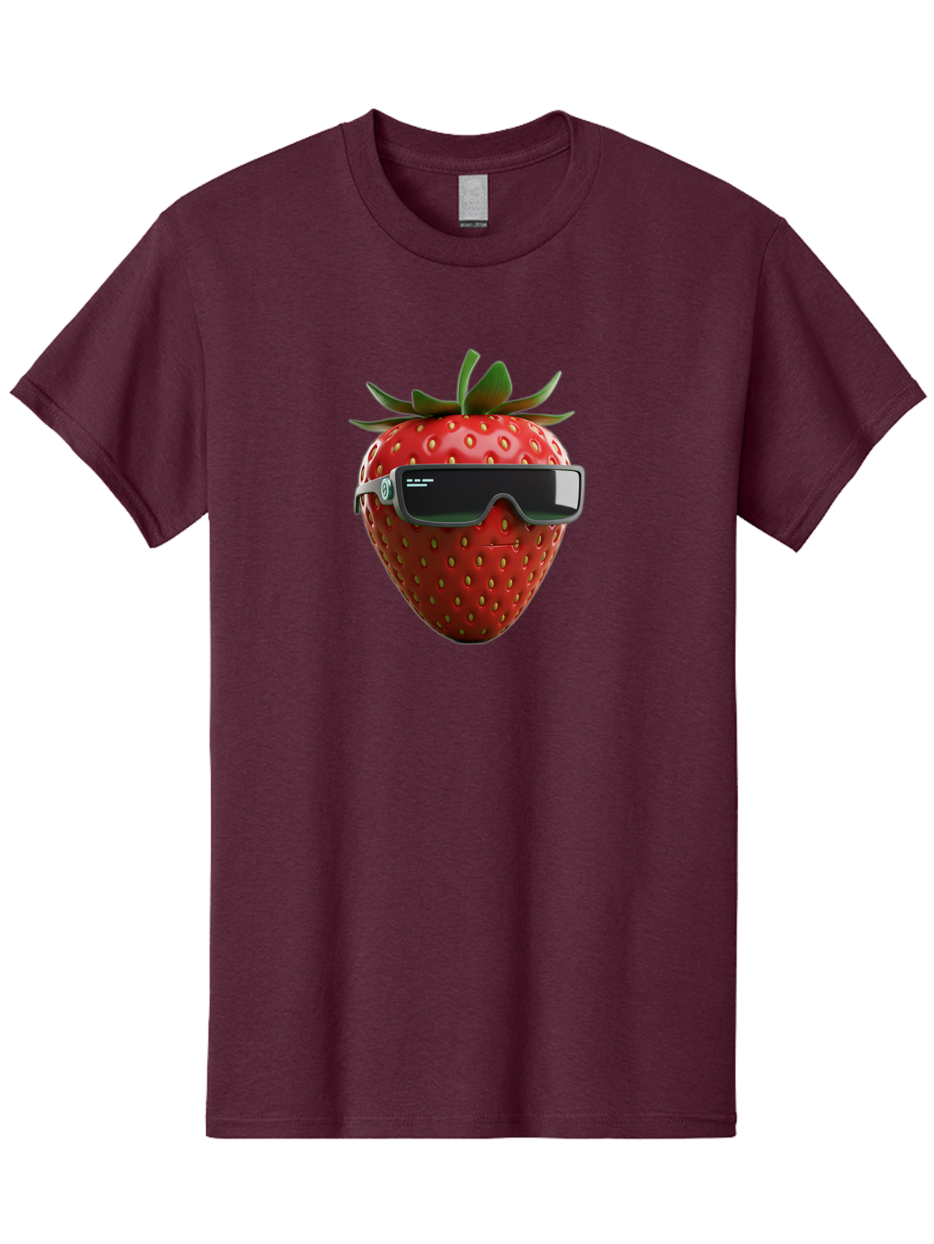 Strawberry-Virtual-Reality-Headset Men'S Graphic Tee, 100% Cotton, Comfortable Casual Summer Wear, Machine Washable, Strawberry Wearing Vr Headset, Futuristic Fruit, Virtual Reality, Augmented Reality, Tech-Savvy Strawberry, Innovative Design, Bac491