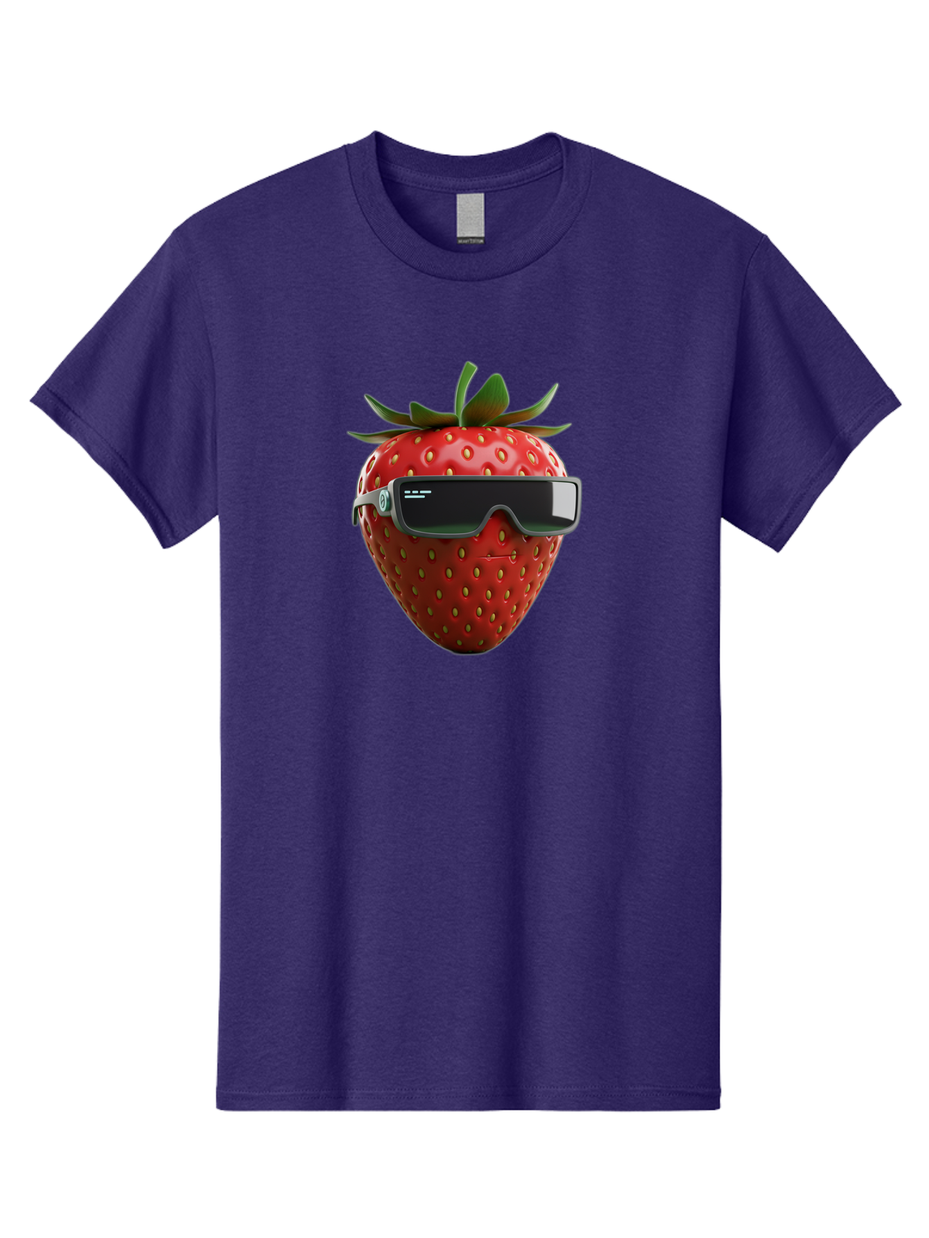 Strawberry-Virtual-Reality-Headset Men'S Graphic Tee, 100% Cotton, Comfortable Casual Summer Wear, Machine Washable, Strawberry Wearing Vr Headset, Futuristic Fruit, Virtual Reality, Augmented Reality, Tech-Savvy Strawberry, Innovative Design, Bac491