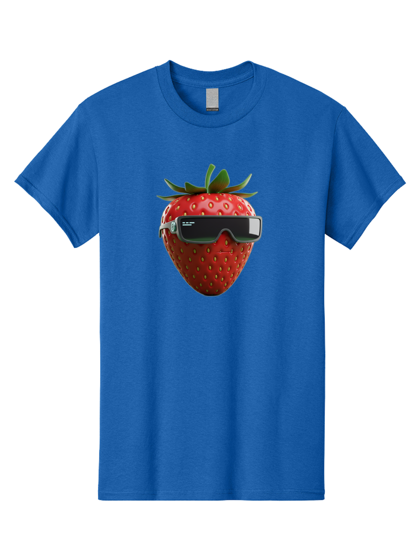 Strawberry-Virtual-Reality-Headset Men'S Graphic Tee, 100% Cotton, Comfortable Casual Summer Wear, Machine Washable, Strawberry Wearing Vr Headset, Futuristic Fruit, Virtual Reality, Augmented Reality, Tech-Savvy Strawberry, Innovative Design, Bac491
