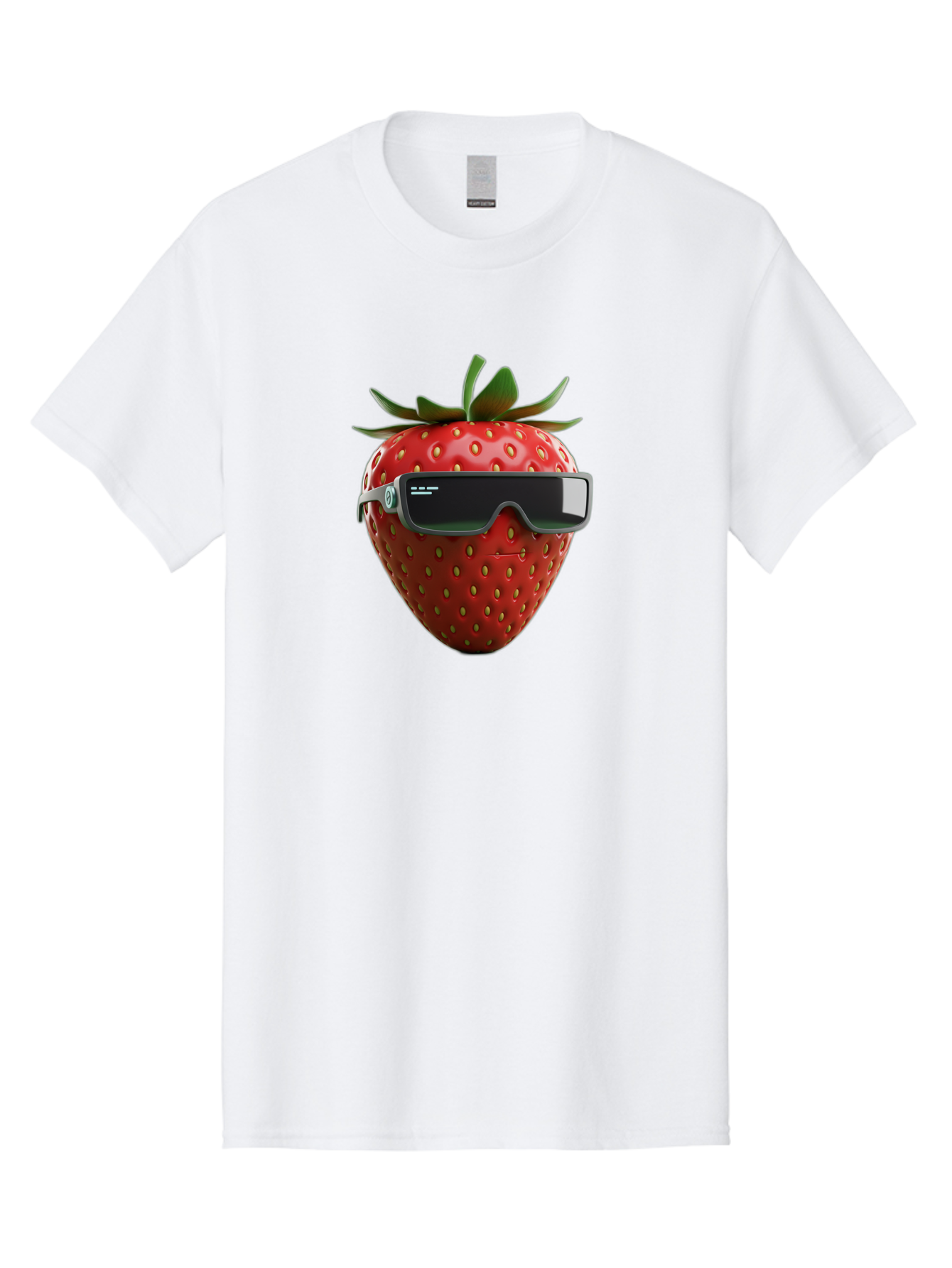 Strawberry-Virtual-Reality-Headset Men'S Graphic Tee, 100% Cotton, Comfortable Casual Summer Wear, Machine Washable, Strawberry Wearing Vr Headset, Futuristic Fruit, Virtual Reality, Augmented Reality, Tech-Savvy Strawberry, Innovative Design, Bac491