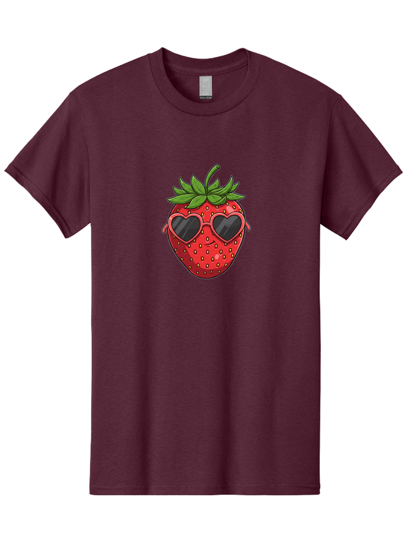 Strawberry-With-Heart-Sunglasses Men'S Graphic Tee, 100% Cotton, Comfortable Casual Summer Wear, Machine Washable, Strawberry With Sunglasses, Cool Strawberry, Heart-Shaped Shades, Trendy Fruit, Vibrant Red, Smiling Face, Summer Vibe, Bac492