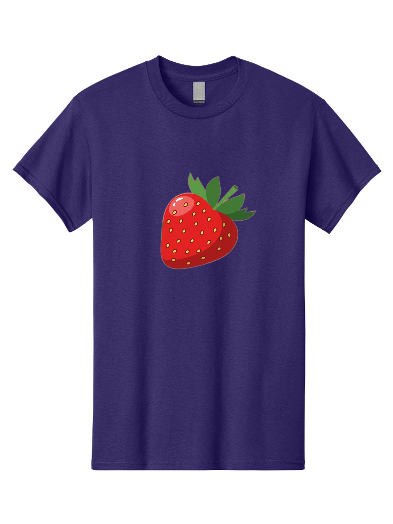 Strawberry Men'S Graphic Tee, 100% Cotton, Comfortable Casual Summer Wear, Machine Washable, Fresh Strawberry, Juicy Fruit, Red Strawberry, Green Leaves, Sweet Treat, Cartoon Illustration, Digital Art, Vibrant Red, Yellow Seeds Bac495
